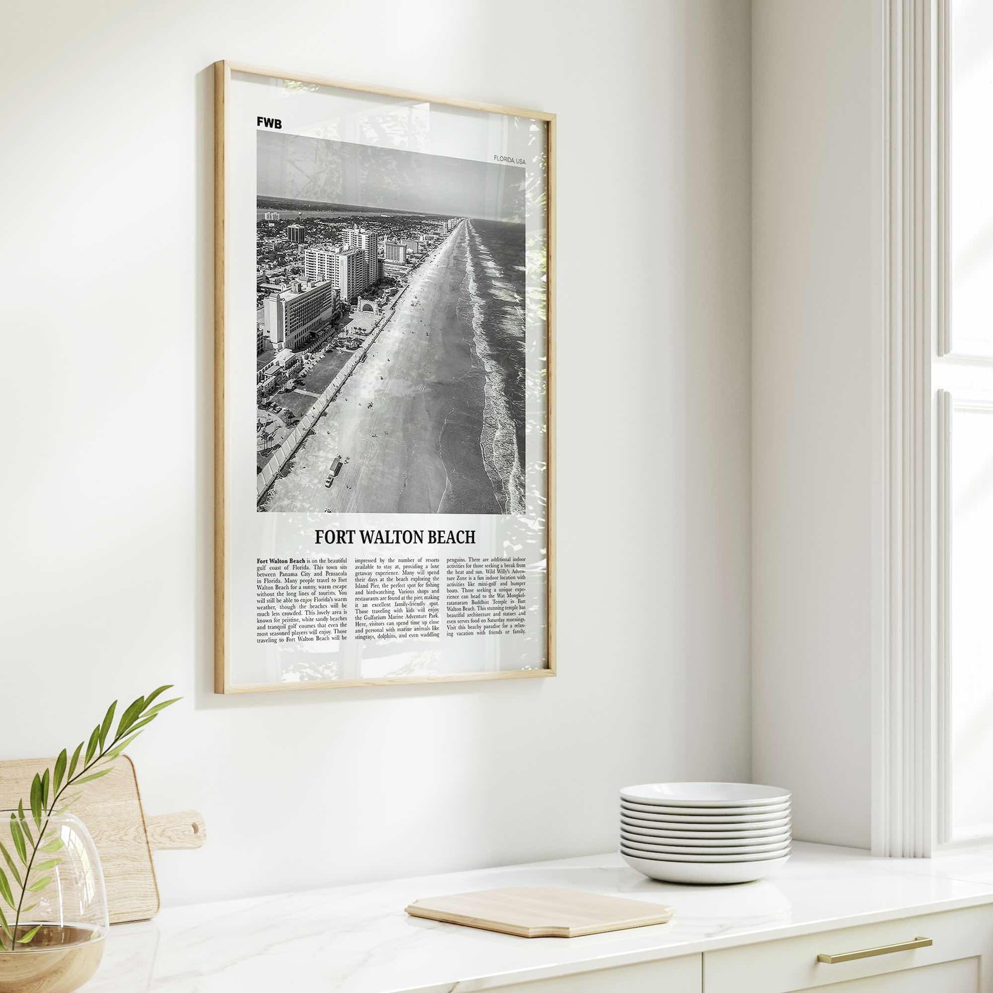 Fort Walton Beach Print Black and White No 2, Fort Walton Beach Wall Art, Fort Walton Beach Poster, Fort Walton Beach Photo, United States