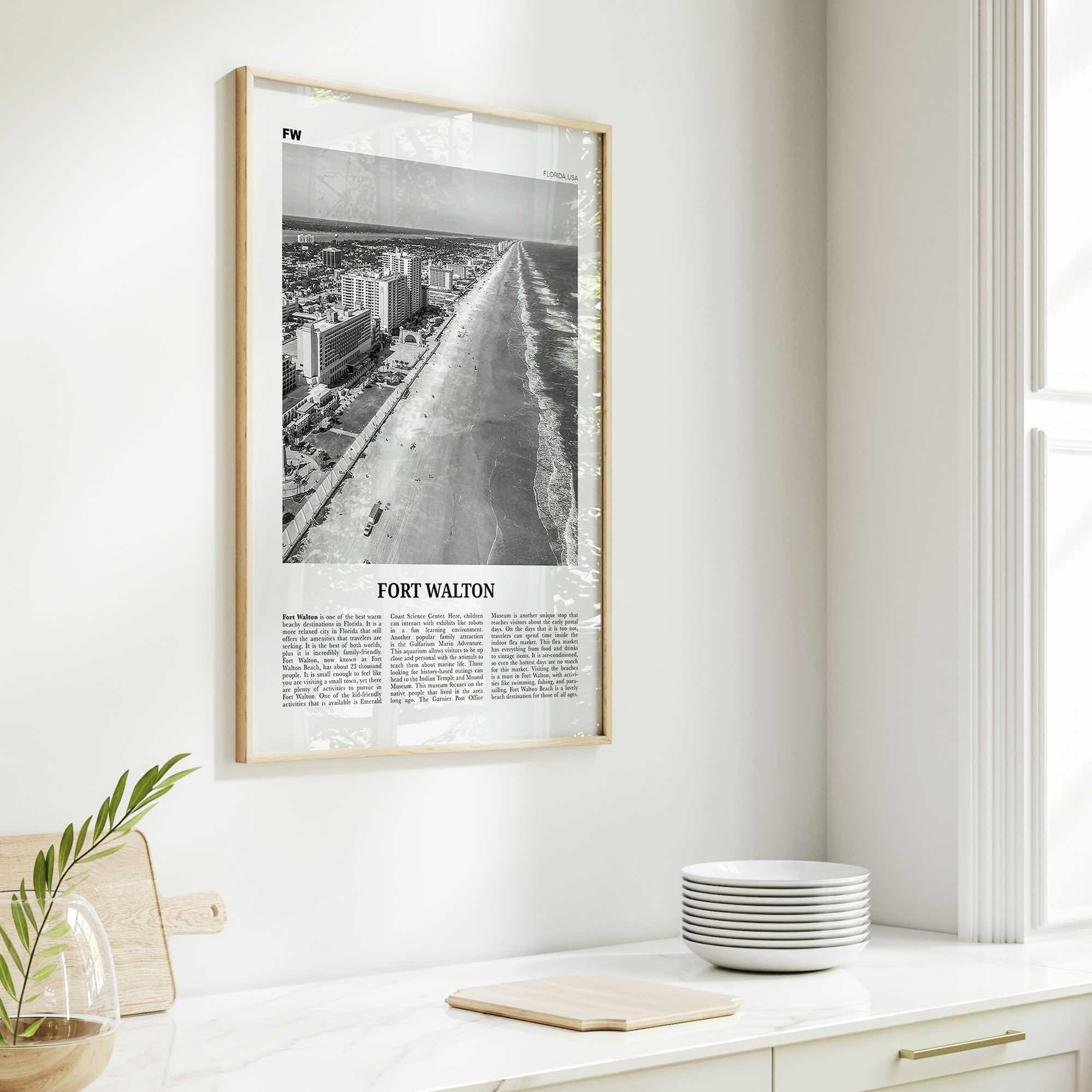 Fort Walton Print Black and White No 1, Fort Walton Wall Art, Fort Walton Poster, Fort Walton Photo, Fort Walton Décor, Florida USA