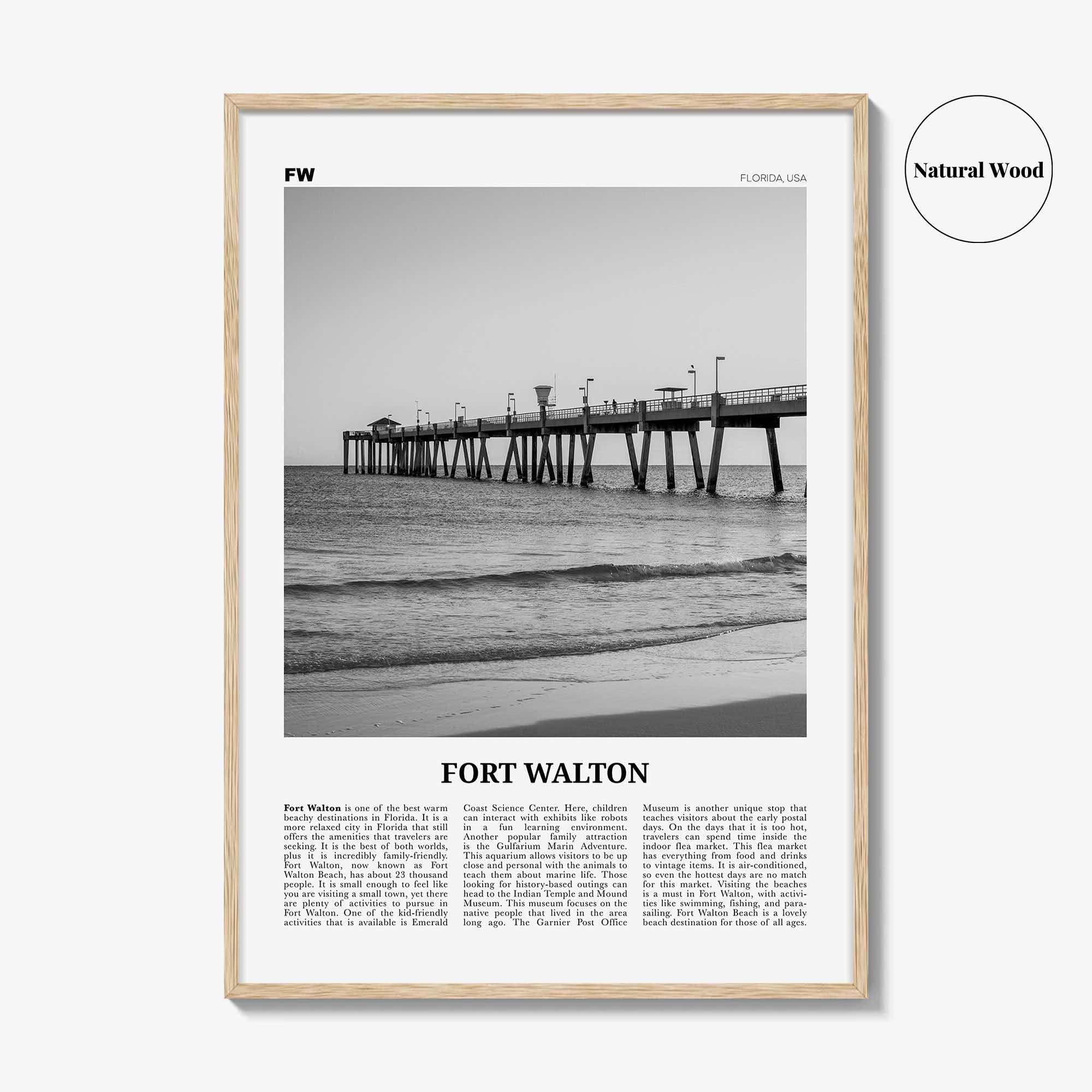 Fort Walton Print Black and White No 2, Fort Walton Wall Art, Fort Walton Poster, Fort Walton Photo, Fort Walton Wall Décor, United States