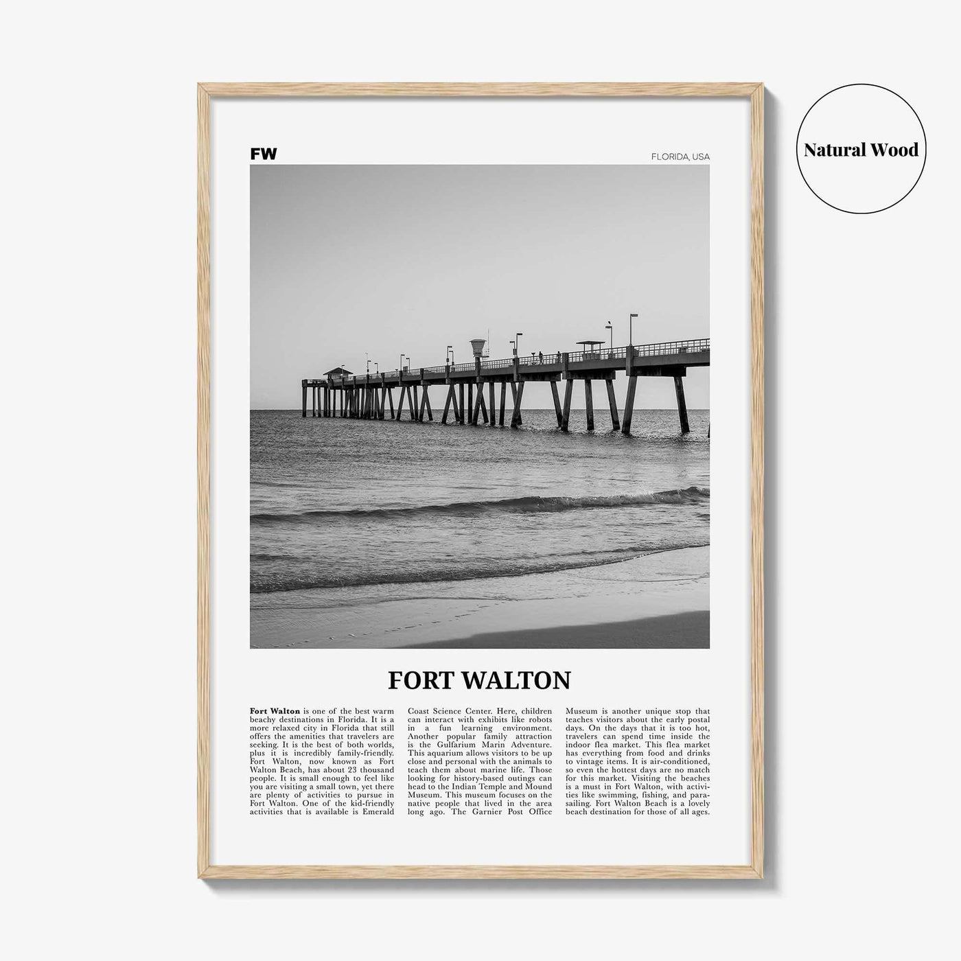 Fort Walton Print Black and White No 2, Fort Walton Wall Art, Fort Walton Poster, Fort Walton Photo, Fort Walton Wall Décor, United States