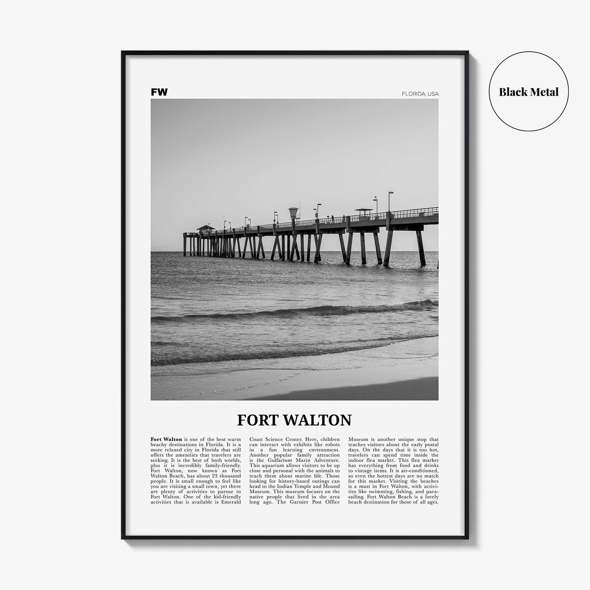 Fort Walton Print Black and White No 2, Fort Walton Wall Art, Fort Walton Poster, Fort Walton Photo, Fort Walton Wall Décor, United States