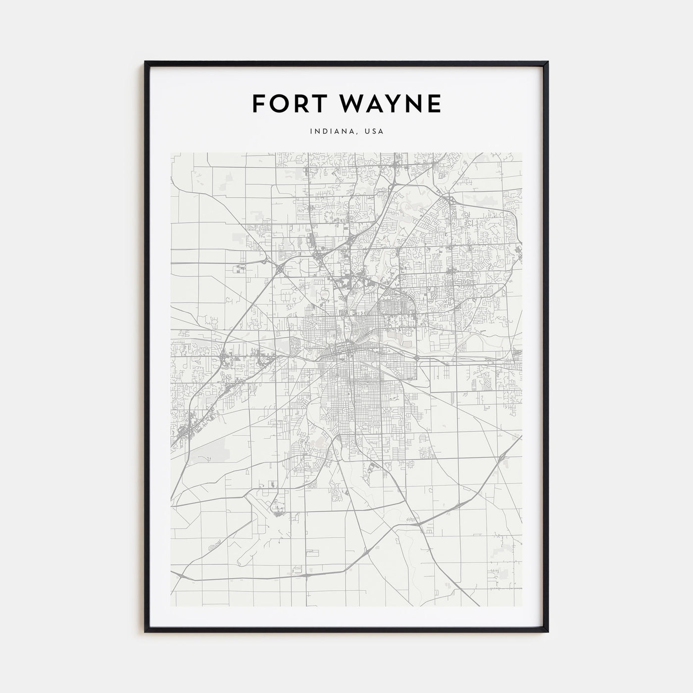 Fort Wayne Map Portrait Poster