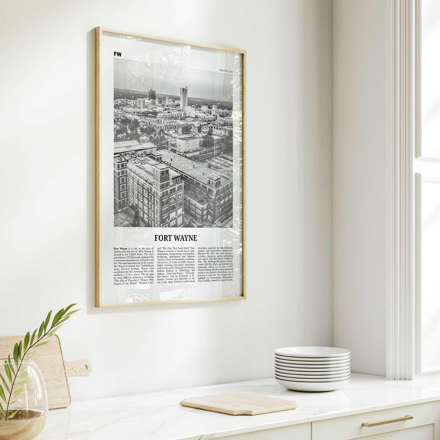 Fort Wayne Print Black and White No 1, Fort Wayne Wall Art, Fort Wayne Poster, Fort Wayne Photo, Indiana, USA, United States, America