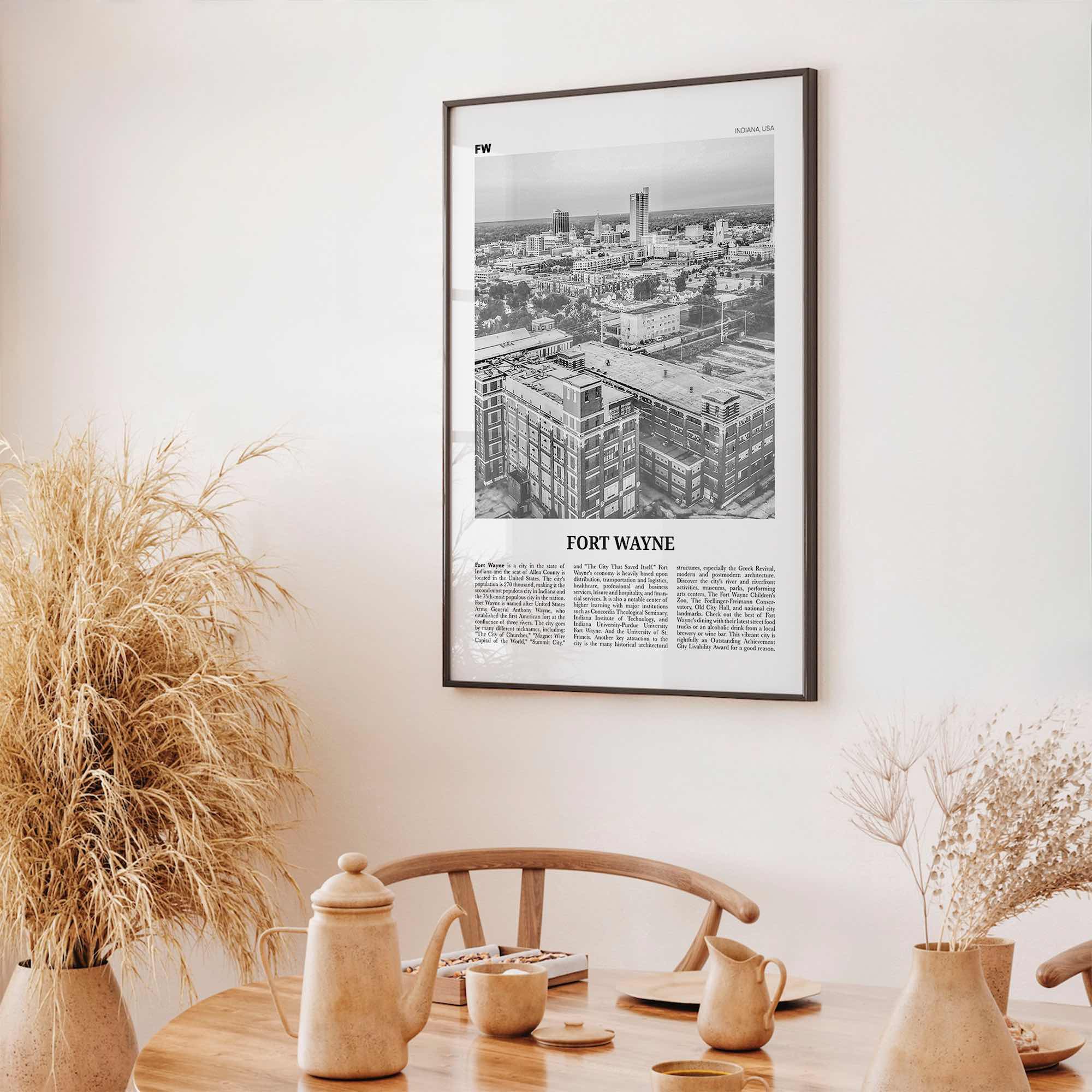 Fort Wayne Print Black and White No 1, Fort Wayne Wall Art, Fort Wayne Poster, Fort Wayne Photo, Indiana, USA, United States, America