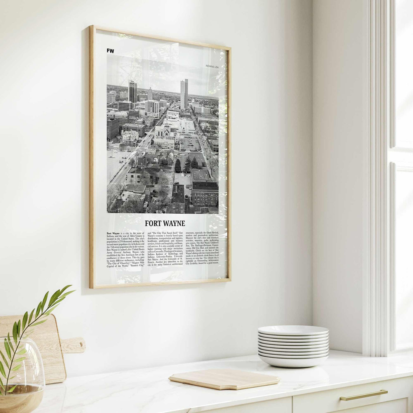 Fort Wayne Print Black and White No 2, Fort Wayne Wall Art, Fort Wayne Poster, Fort Wayne Photo, Indiana, USA, United States, North America