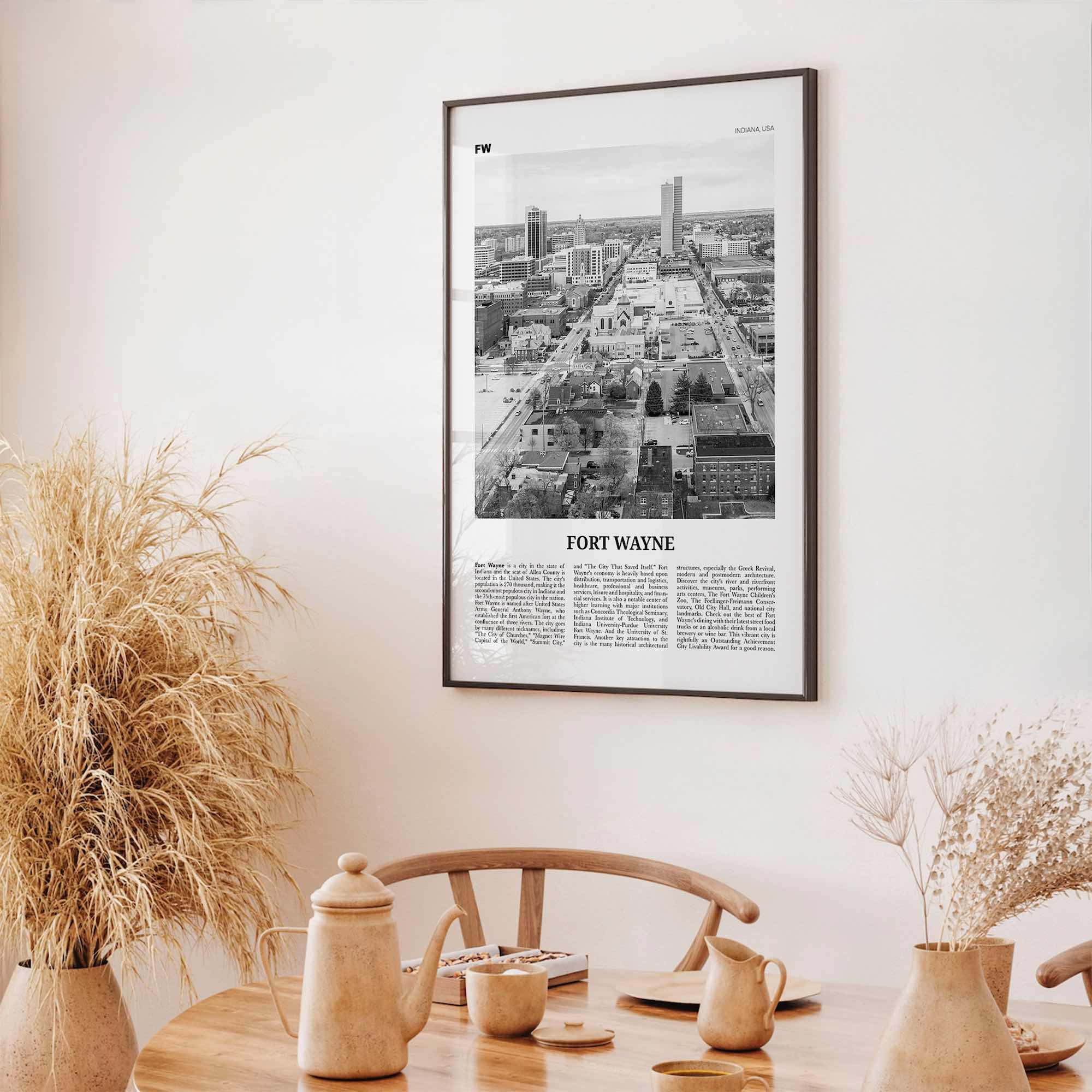 Fort Wayne Print Black and White No 2, Fort Wayne Wall Art, Fort Wayne Poster, Fort Wayne Photo, Indiana, USA, United States, North America