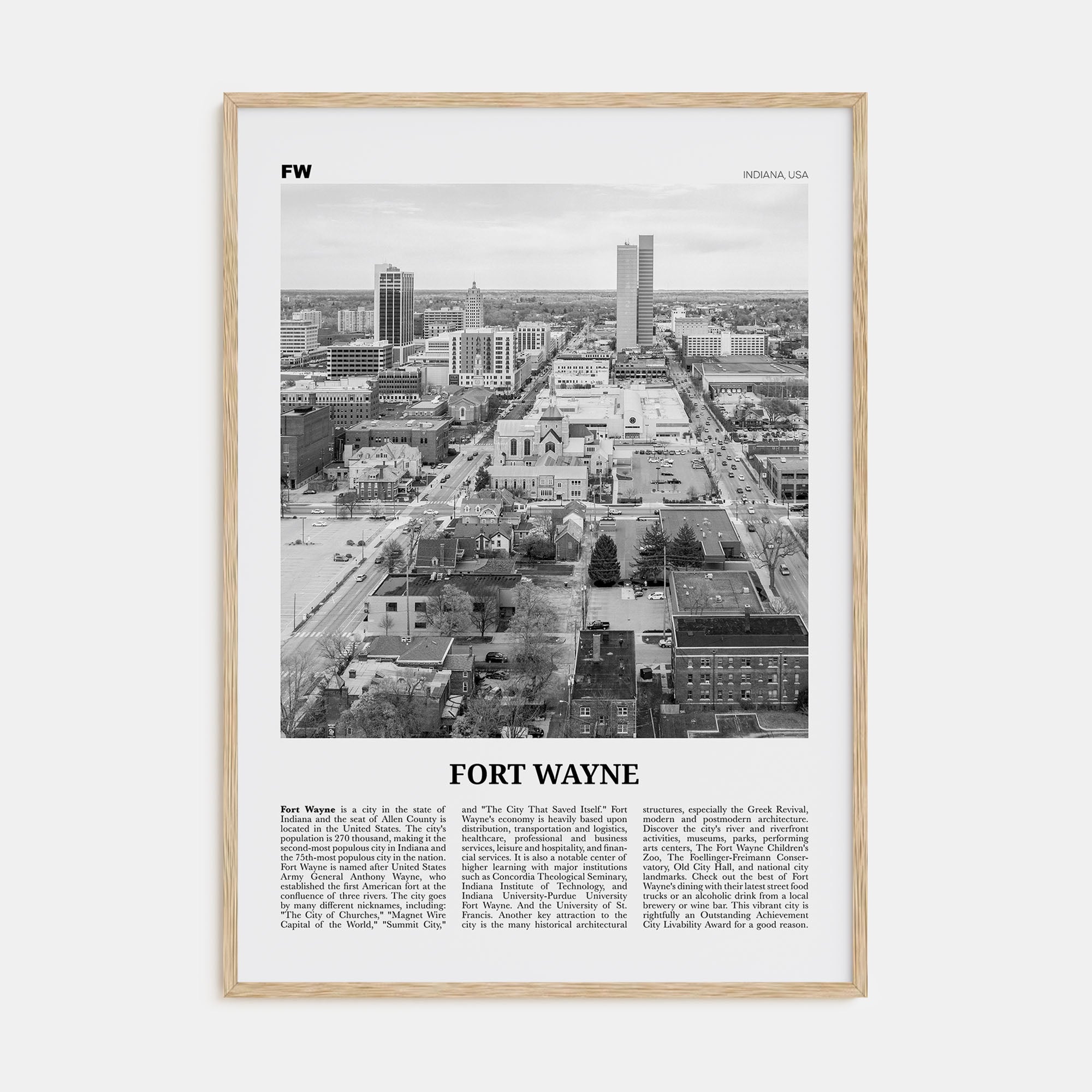 Fort Wayne Travel B&W No 2 Poster