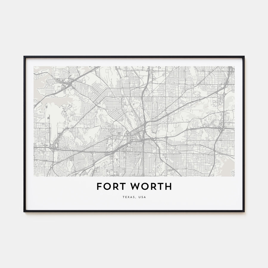 Fort Worth Map Landscape Poster