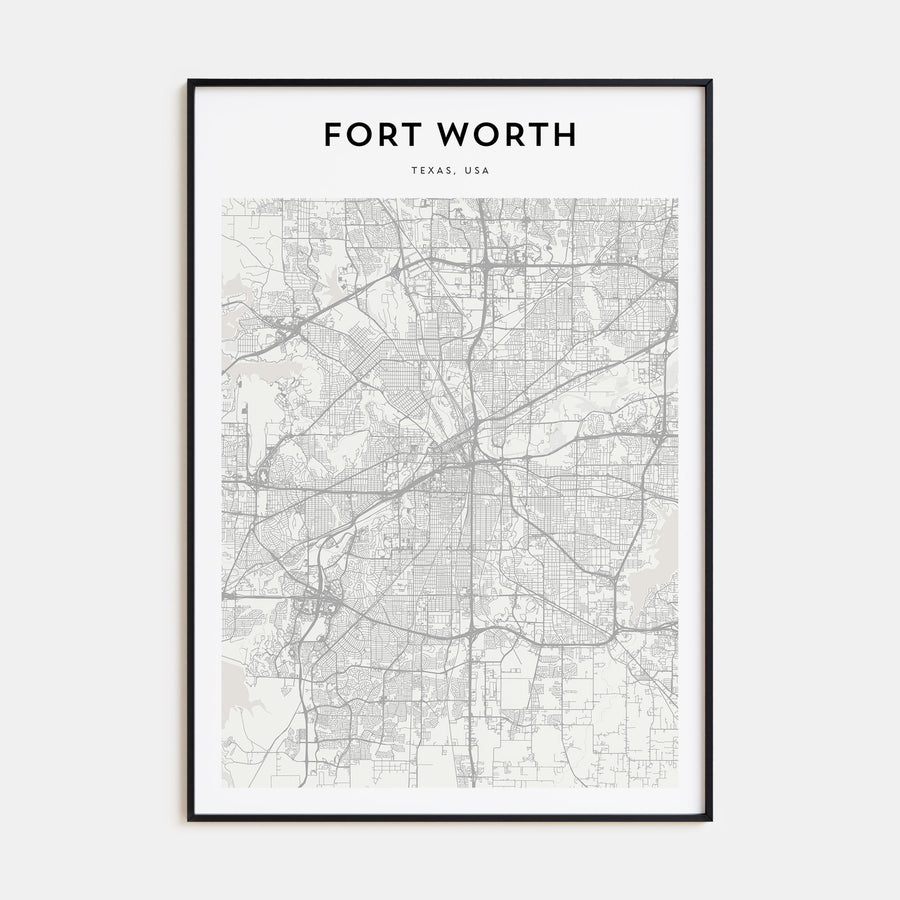 Fort Worth Map Portrait Poster