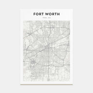 Fort Worth Map Portrait Poster