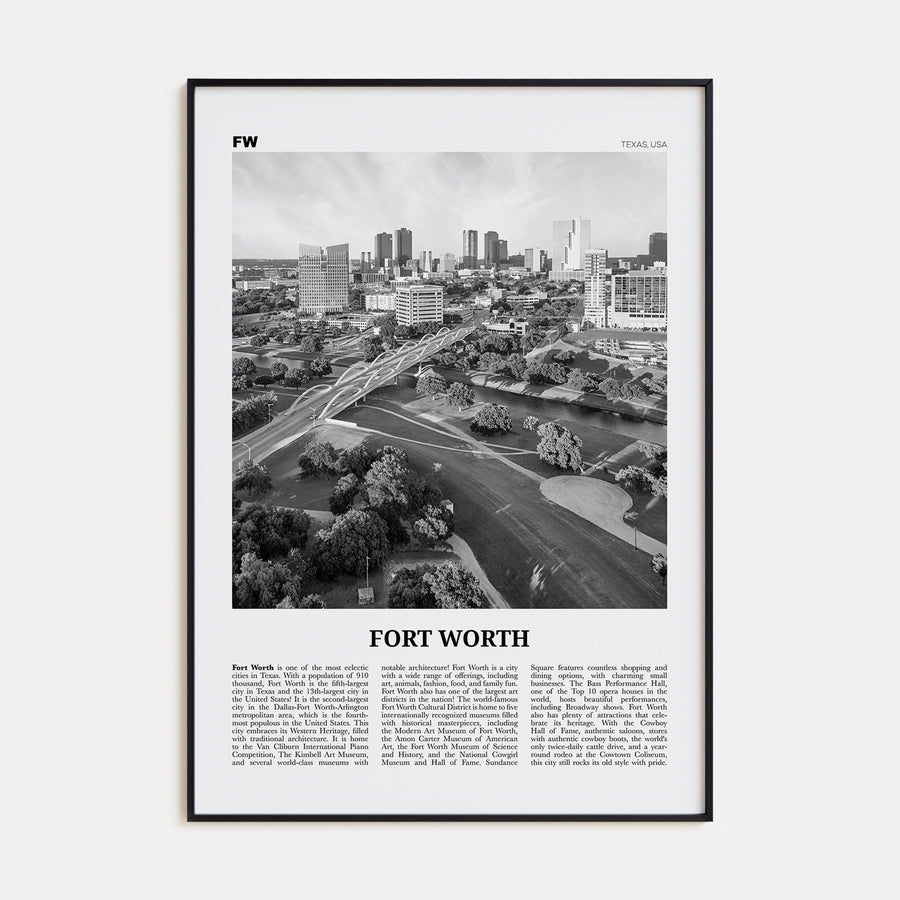 Fort Worth Travel B&W No 1 Poster