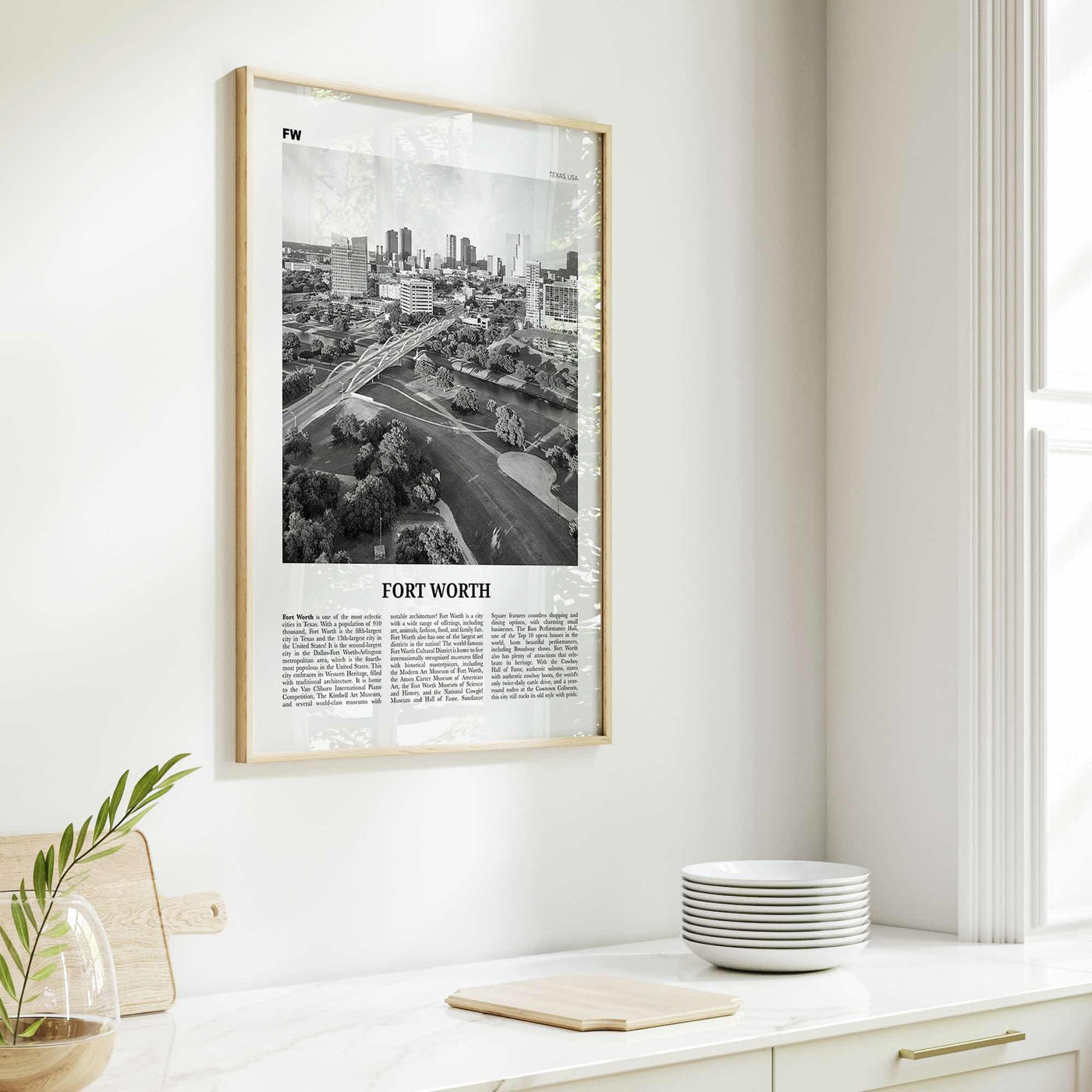 Fort Worth Print Black and White No 1, Fort Worth Wall Art, Fort Worth Poster, Fort Worth Photo, Texas, USA, United States, North America