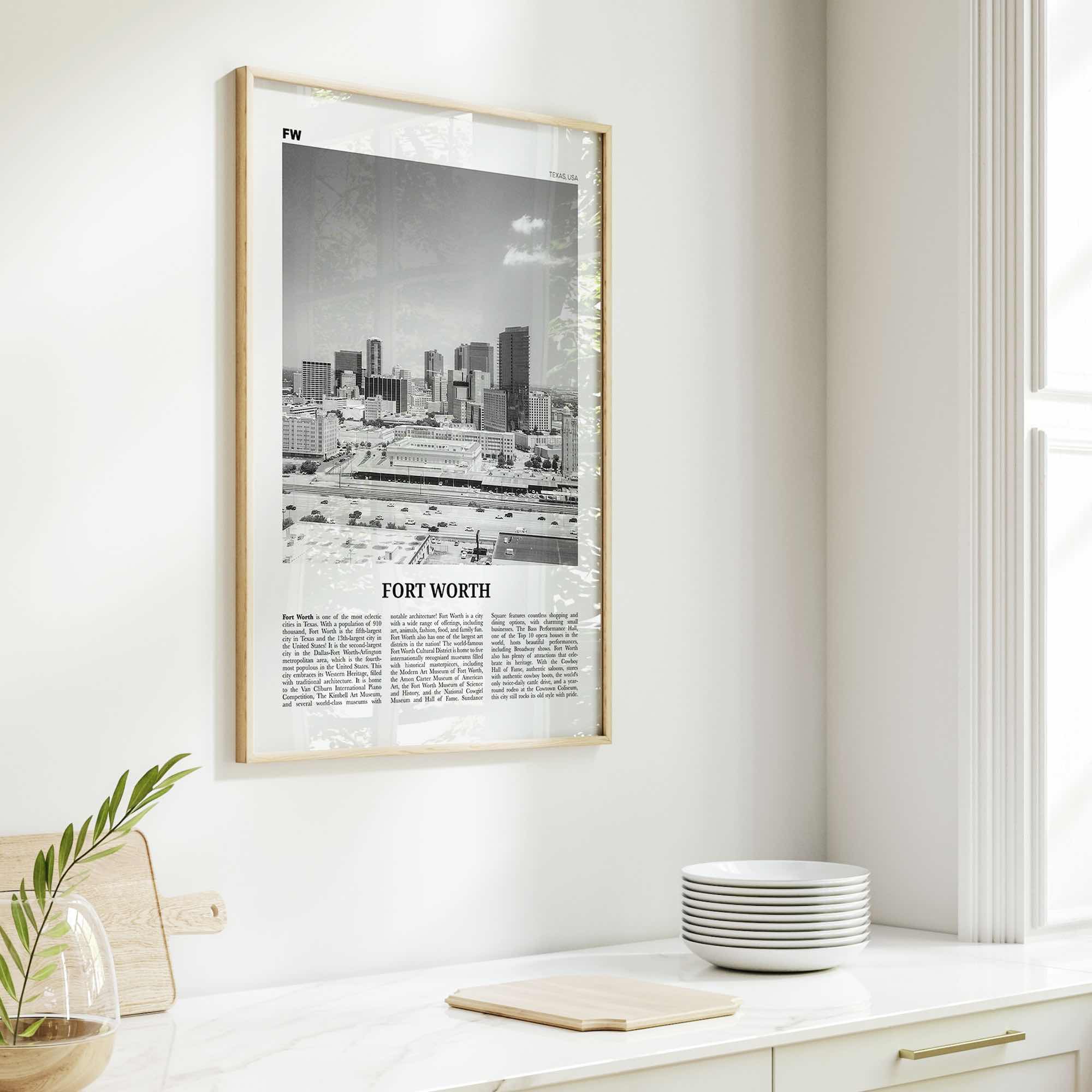 Fort Worth Print Black and White No 2, Fort Worth Wall Art, Fort Worth Poster, Fort Worth Photo, Texas, USA, United States, North America