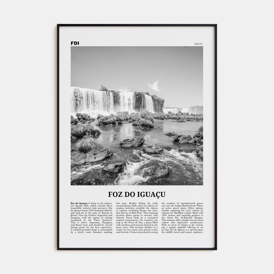 Foz do Iguaçu Travel B&W Poster