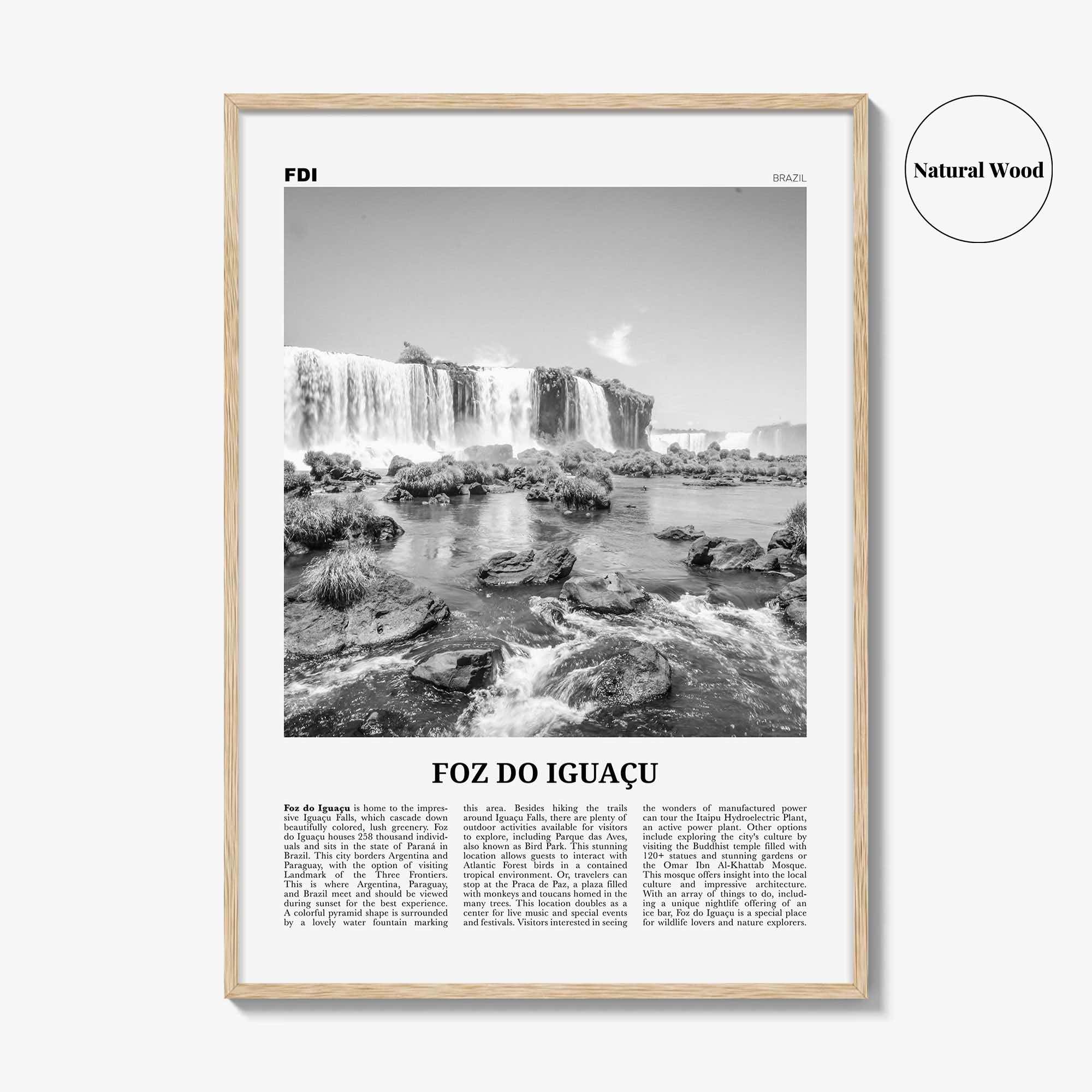 Foz Do Iguacu Print Black and White, Foz do Iguacu Wall Art, Foz do Iguaçu Poster, Foz do Iguaçu Photo, Foz do Iguaçu Wall Décor, Brazil