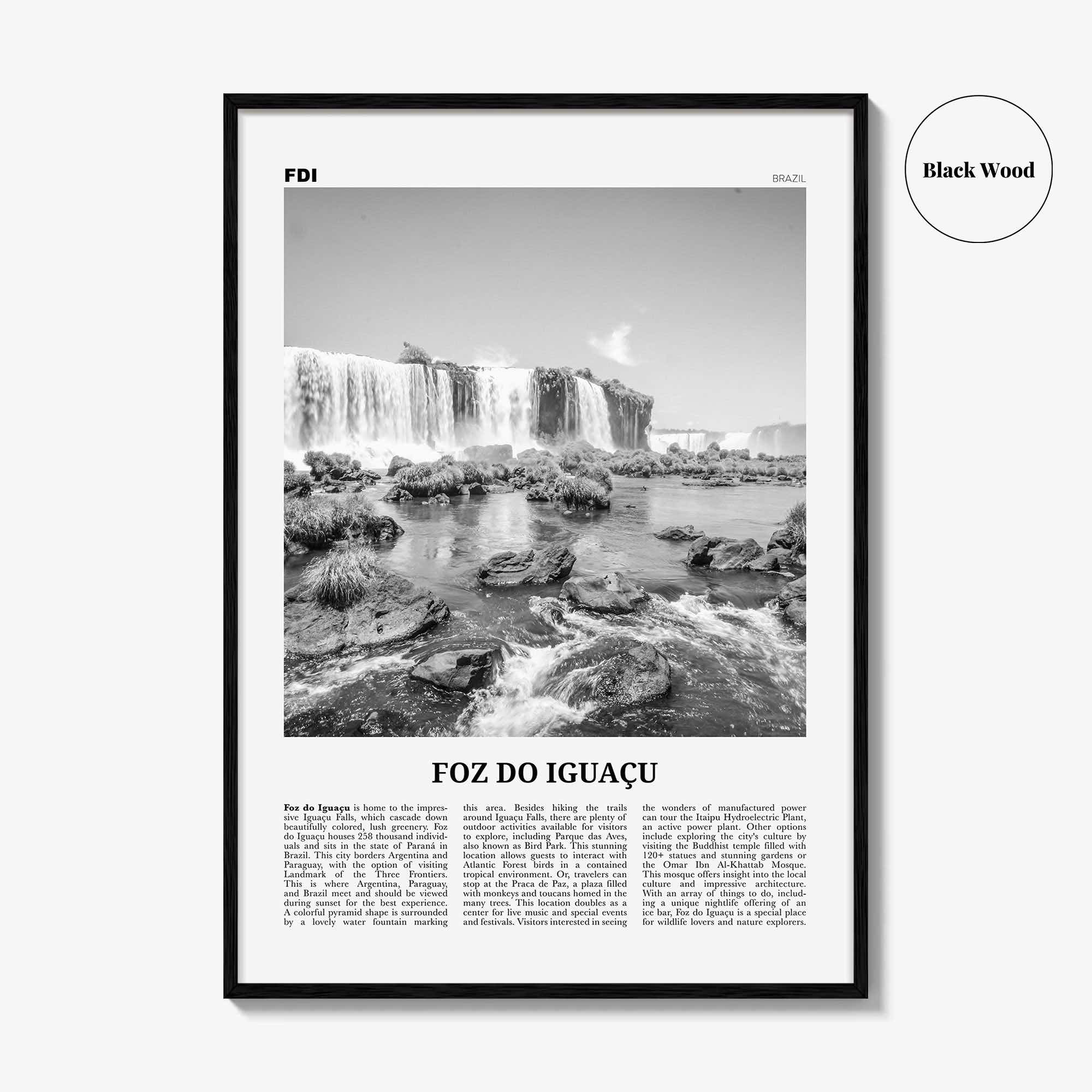 Foz Do Iguacu Print Black and White, Foz do Iguacu Wall Art, Foz do Iguaçu Poster, Foz do Iguaçu Photo, Foz do Iguaçu Wall Décor, Brazil