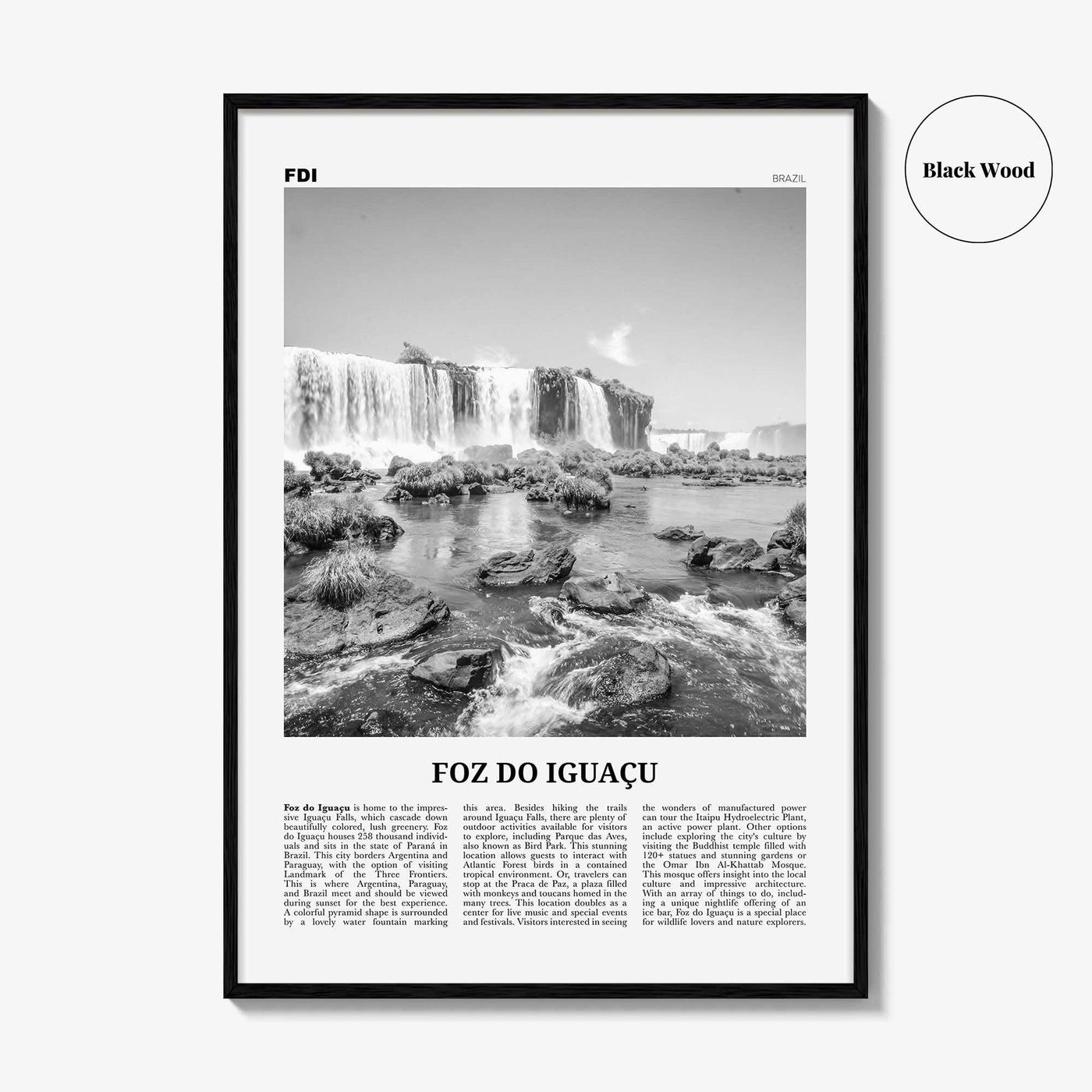 Foz Do Iguacu Print Black and White, Foz do Iguacu Wall Art, Foz do Iguaçu Poster, Foz do Iguaçu Photo, Foz do Iguaçu Wall Décor, Brazil