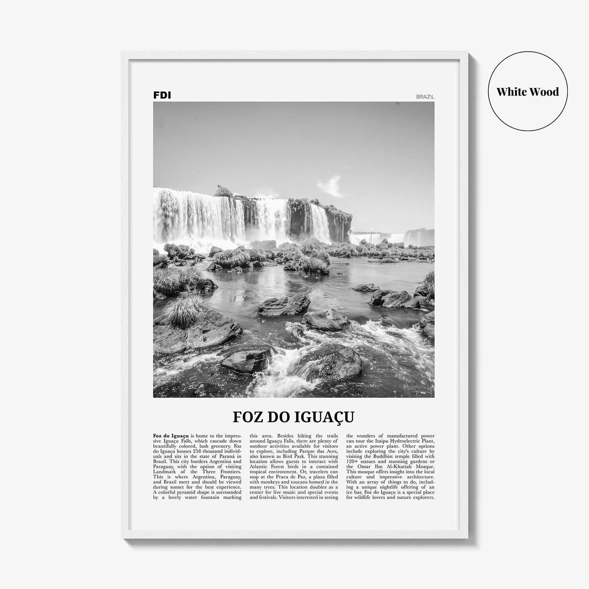 Foz Do Iguacu Print Black and White, Foz do Iguacu Wall Art, Foz do Iguaçu Poster, Foz do Iguaçu Photo, Foz do Iguaçu Wall Décor, Brazil
