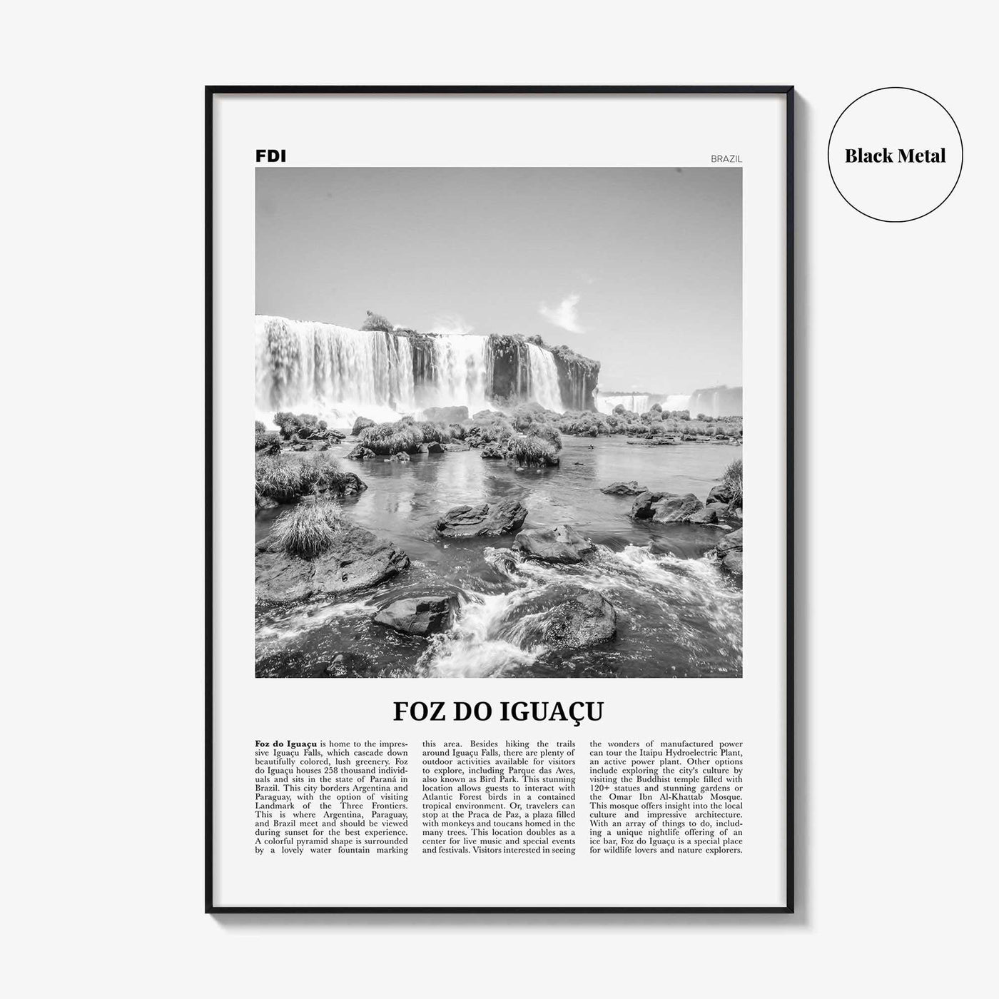Foz Do Iguacu Print Black and White, Foz do Iguacu Wall Art, Foz do Iguaçu Poster, Foz do Iguaçu Photo, Foz do Iguaçu Wall Décor, Brazil