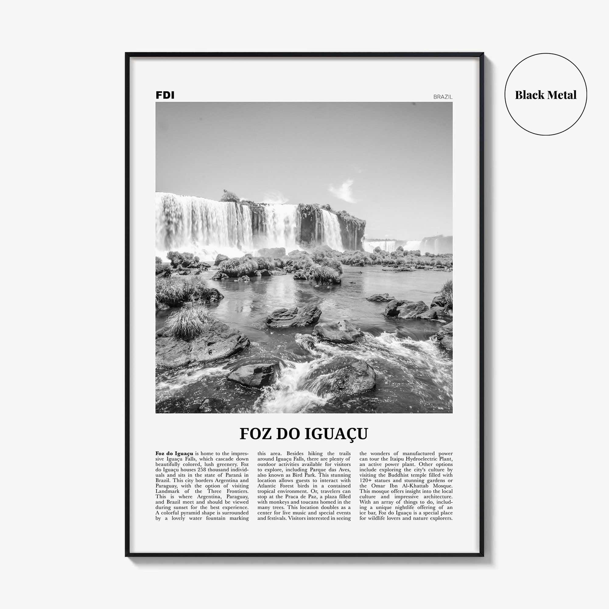 Foz Do Iguacu Print Black and White, Foz do Iguacu Wall Art, Foz do Iguaçu Poster, Foz do Iguaçu Photo, Foz do Iguaçu Wall Décor, Brazil
