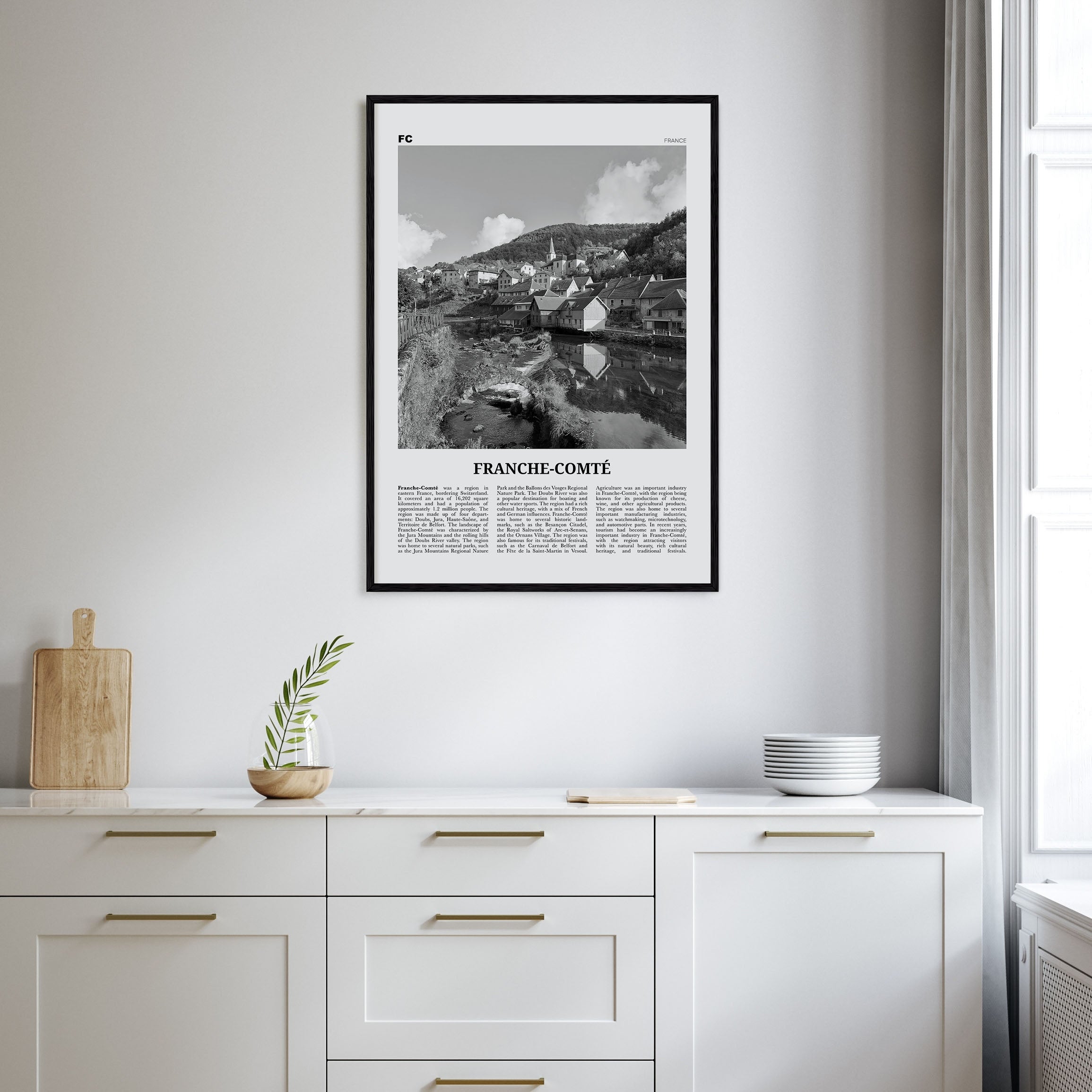Franche-Comté Travel B&W Poster