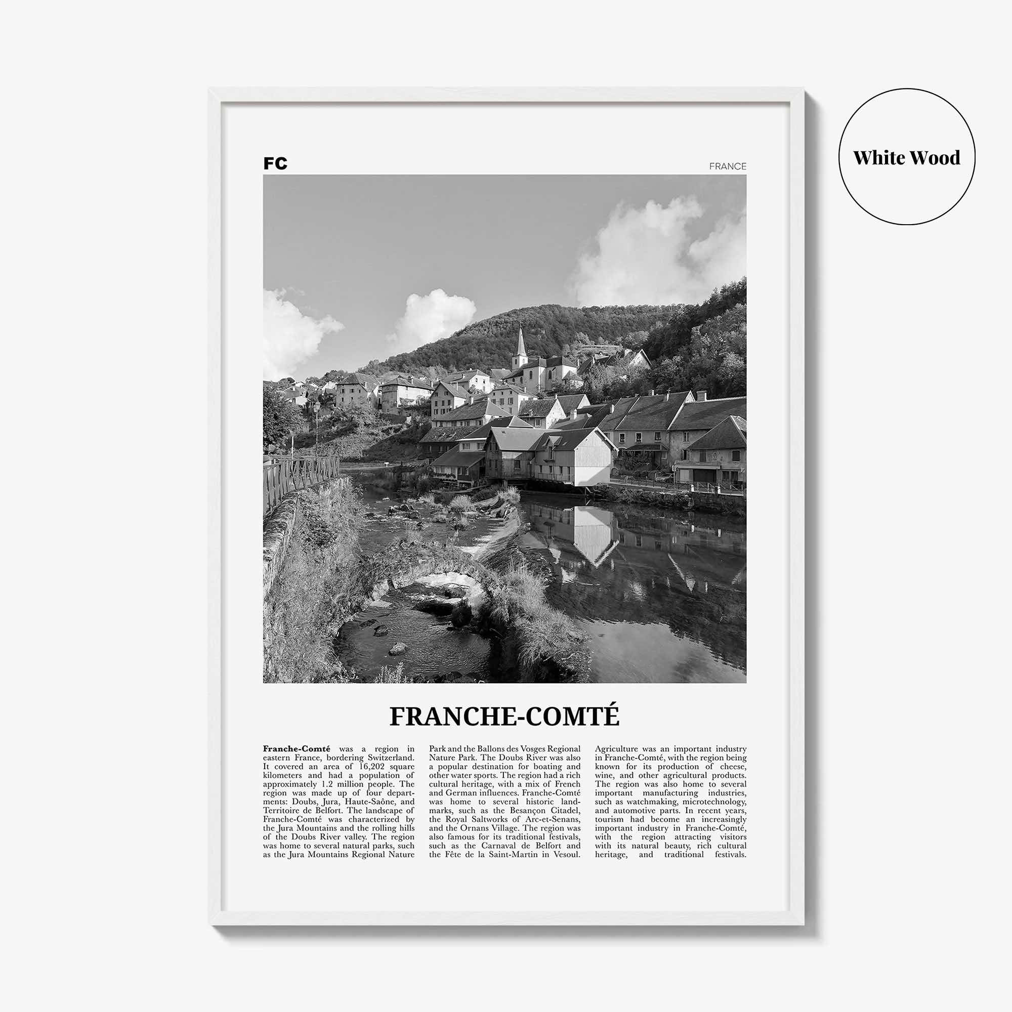 Franche Comte Print Black and White, Franche-Comté Art, Franche-Comté Poster, Franche-Comté Photo, Franche-Comté Décor, Franche-Comté Map