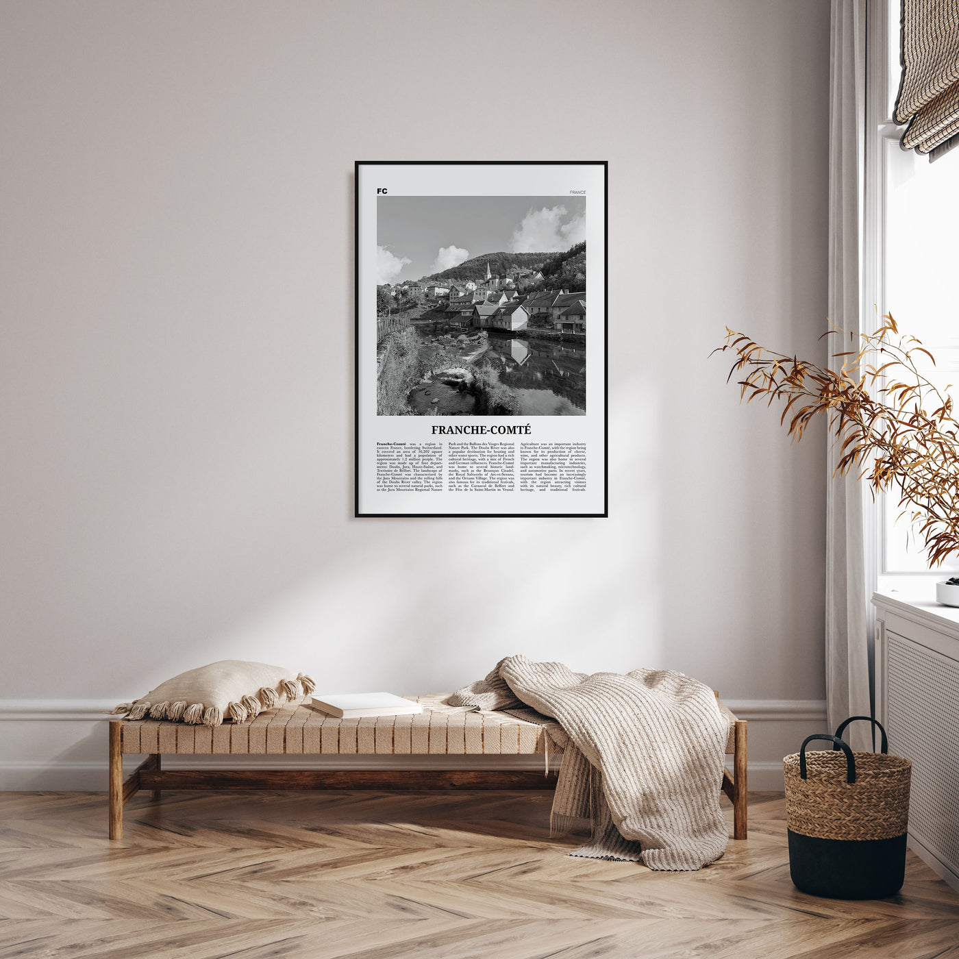 Franche-Comté Travel B&W Poster