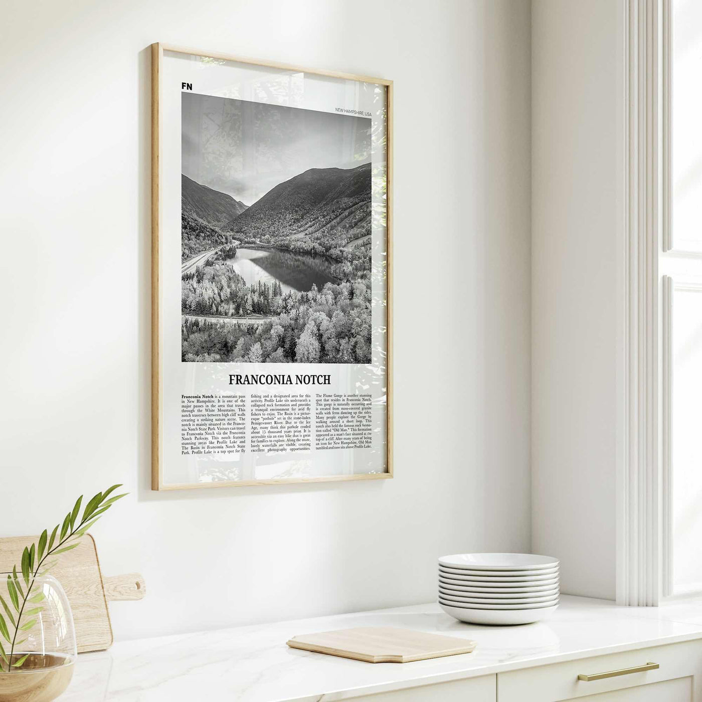 Franconia Notch Print Black and White, Franconia Notch Wall Art, Franconia Notch Poster, Franconia Notch Photo, New Hampshire, USA