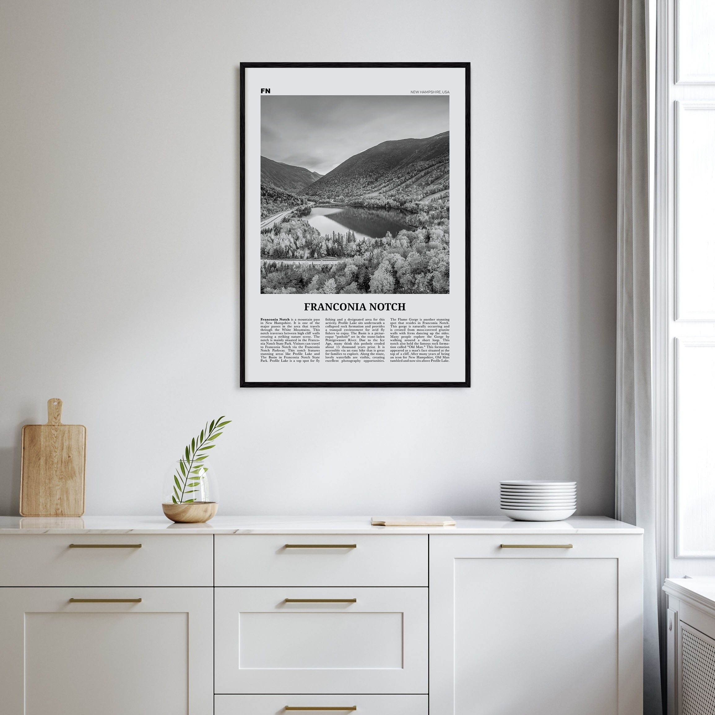 Franconia Notch Travel B&W Poster
