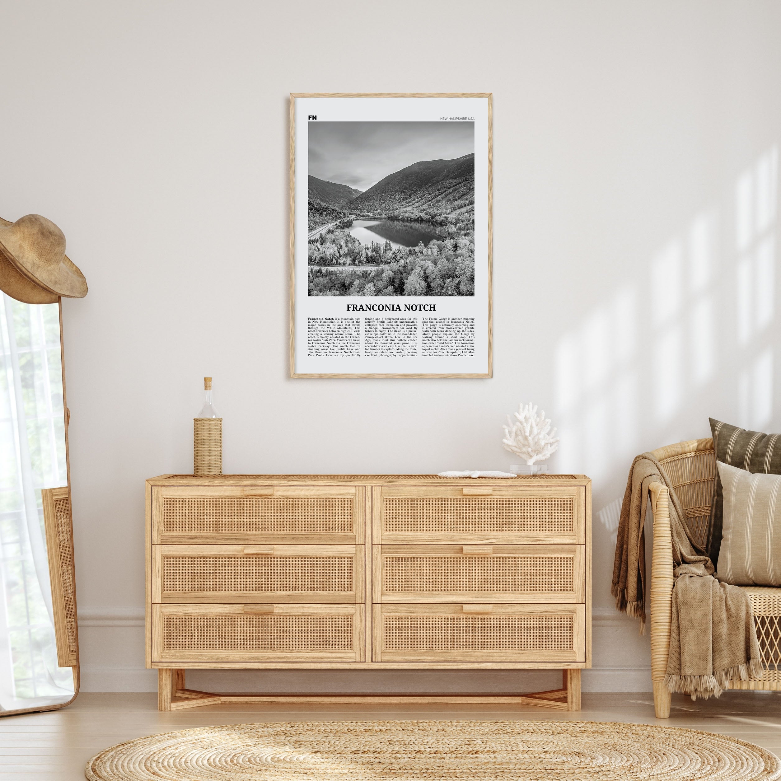 Franconia Notch Travel B&W Poster