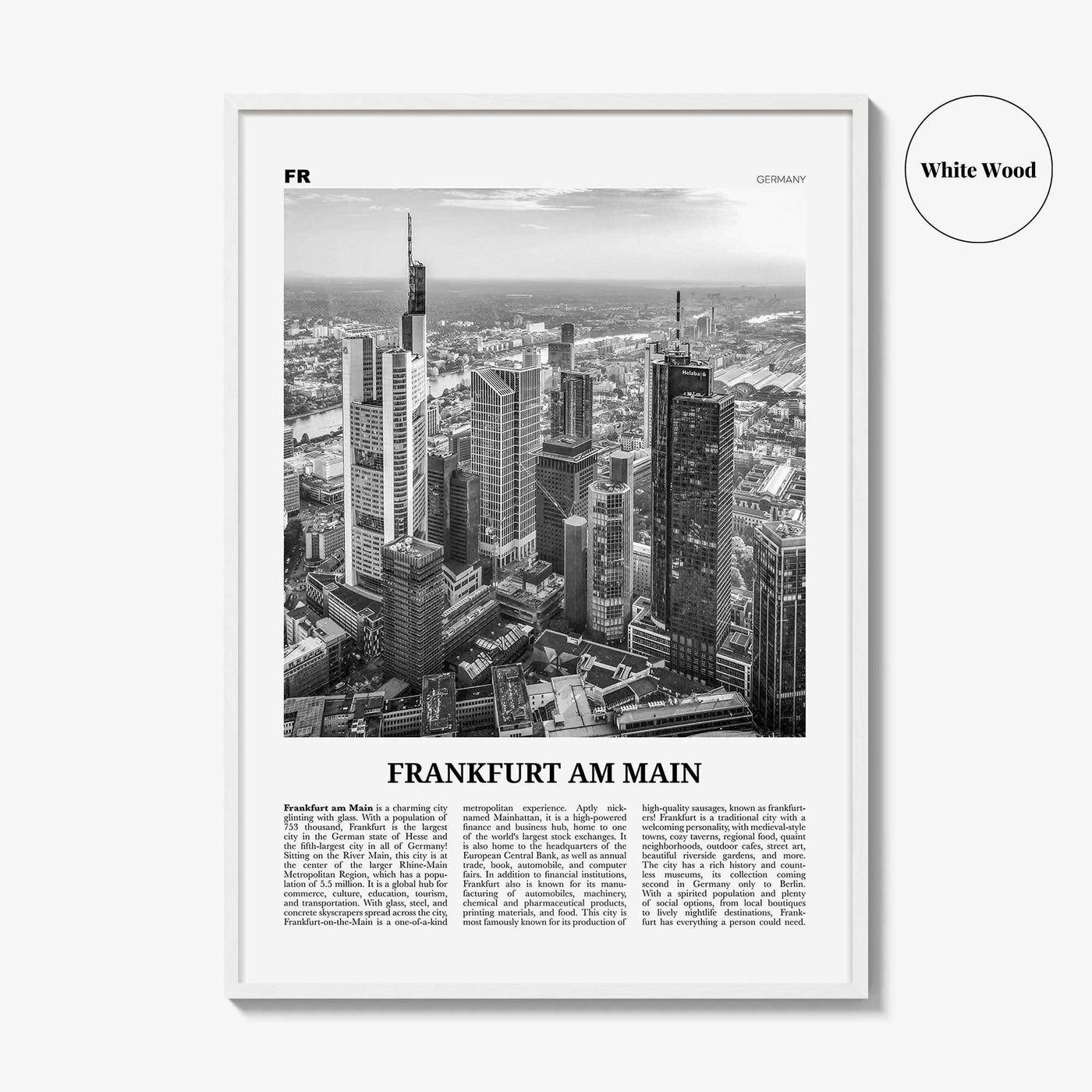 Frankfurt am Main Print Black and White, Frankfurt Wall Art, Frankfurt Poster, Frankfurt Photo, Frankfurt Wall Decor, Germany, Deutschland