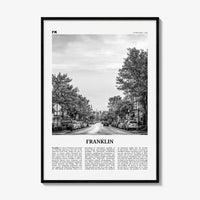 Franklin Print Black and White, Franklin Wall Art, Franklin Poster, Franklin Photo, Franklin Map, Tennessee, USA, United States