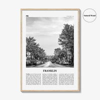 Franklin Print Black and White, Franklin Wall Art, Franklin Poster, Franklin Photo, Franklin Map, Tennessee, USA, United States