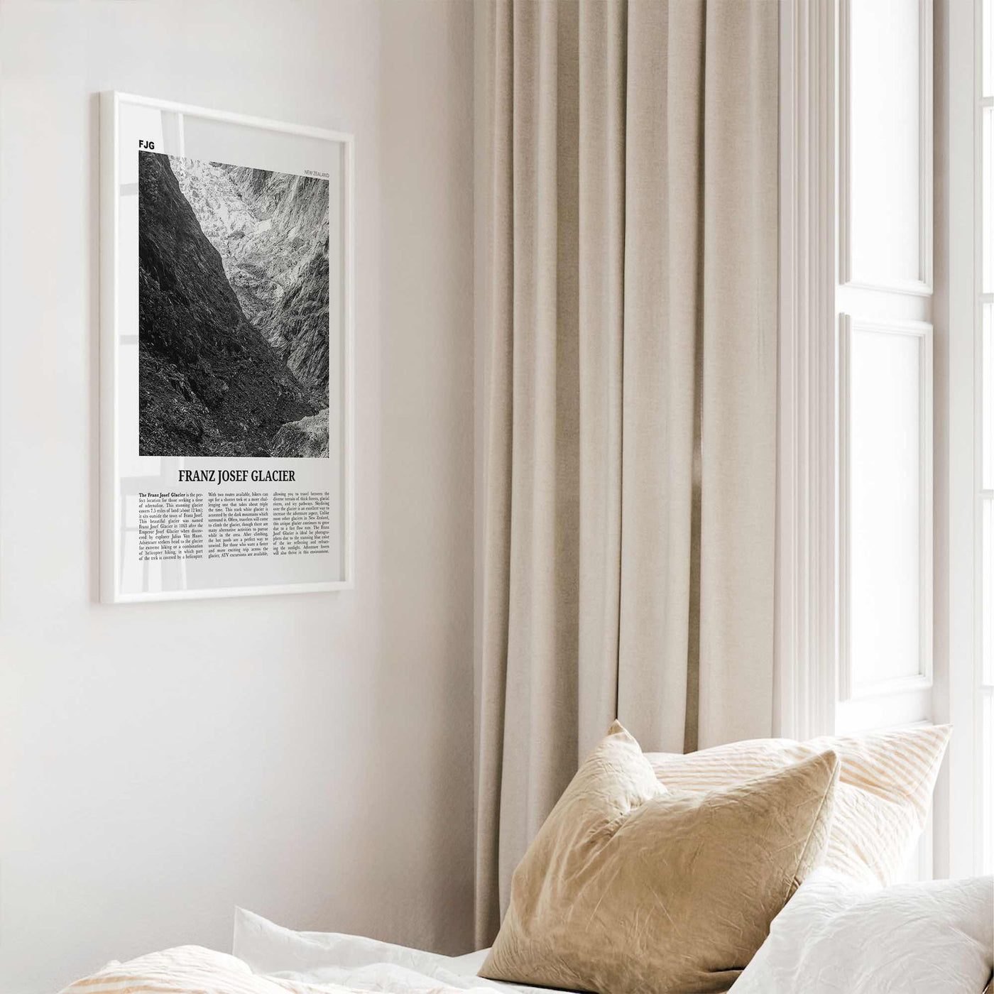 Franz Josef Glacier Print Black and White, Franz Josef Glacier Wall Art, Franz Josef Glacier Poster, Franz Josef Glacier Photo, New Zealand