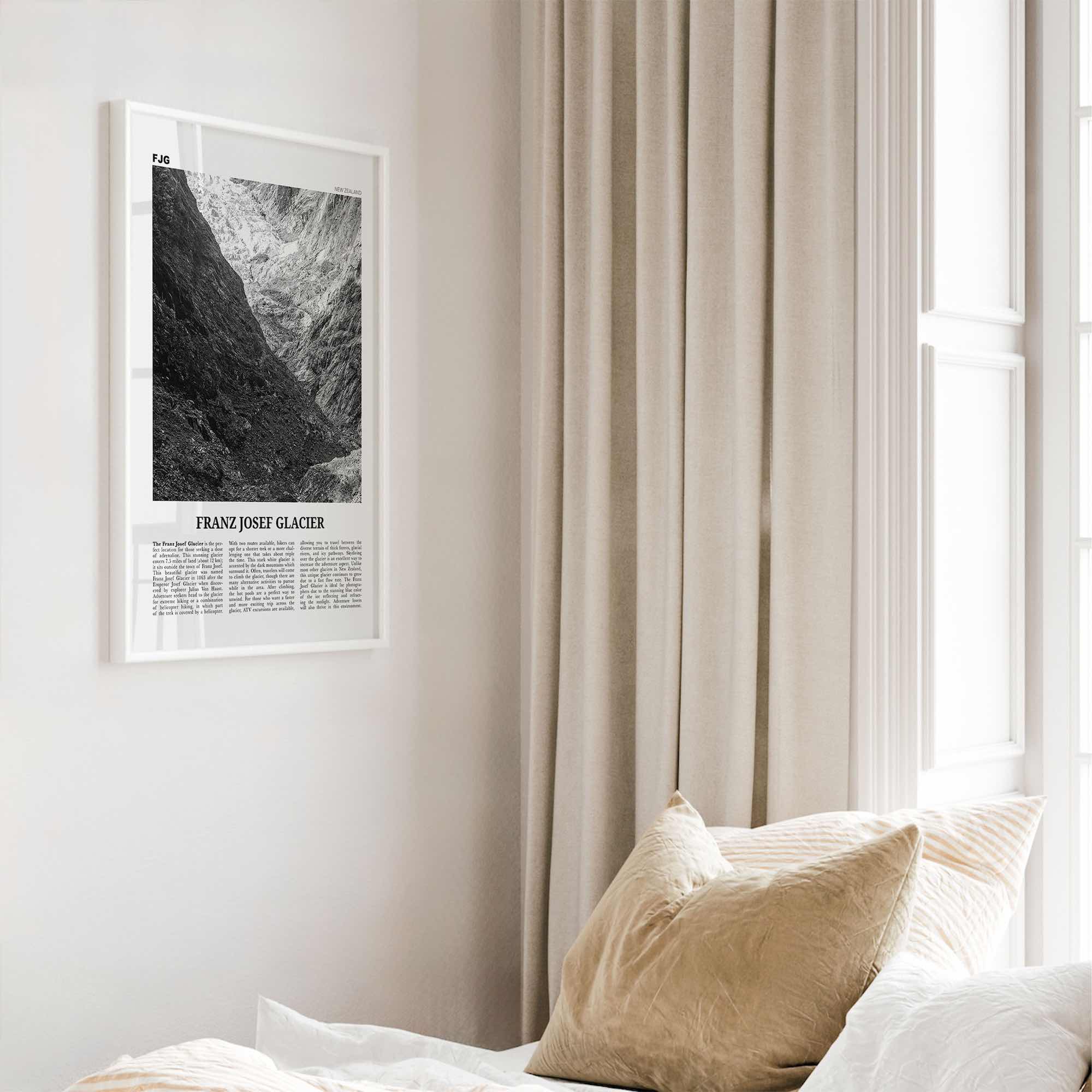 Franz Josef Glacier Print Black and White, Franz Josef Glacier Wall Art, Franz Josef Glacier Poster, Franz Josef Glacier Photo, New Zealand