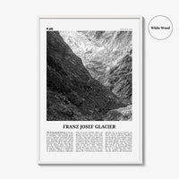 Franz Josef Glacier Print Black and White, Franz Josef Glacier Wall Art, Franz Josef Glacier Poster, Franz Josef Glacier Photo, New Zealand
