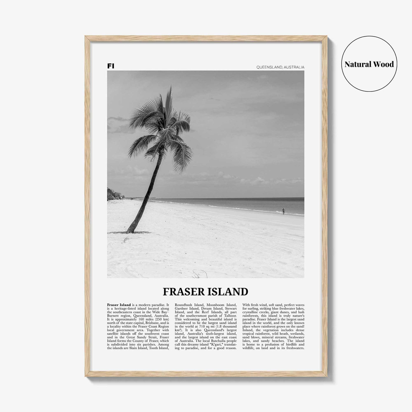 Fraser Island Print Black and White, Fraser Island Wall Art, Fraser Island Poster, Fraser Island Photo, Queensland, Australia, Oceania