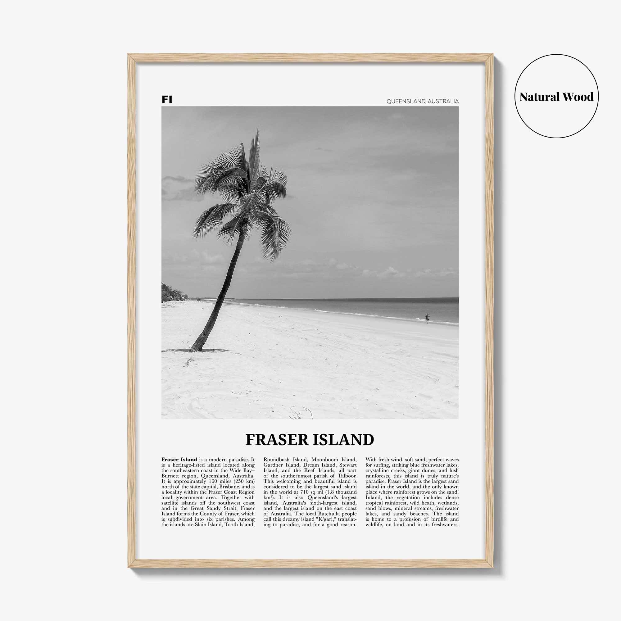 Fraser Island Print Black and White, Fraser Island Wall Art, Fraser Island Poster, Fraser Island Photo, Queensland, Australia, Oceania