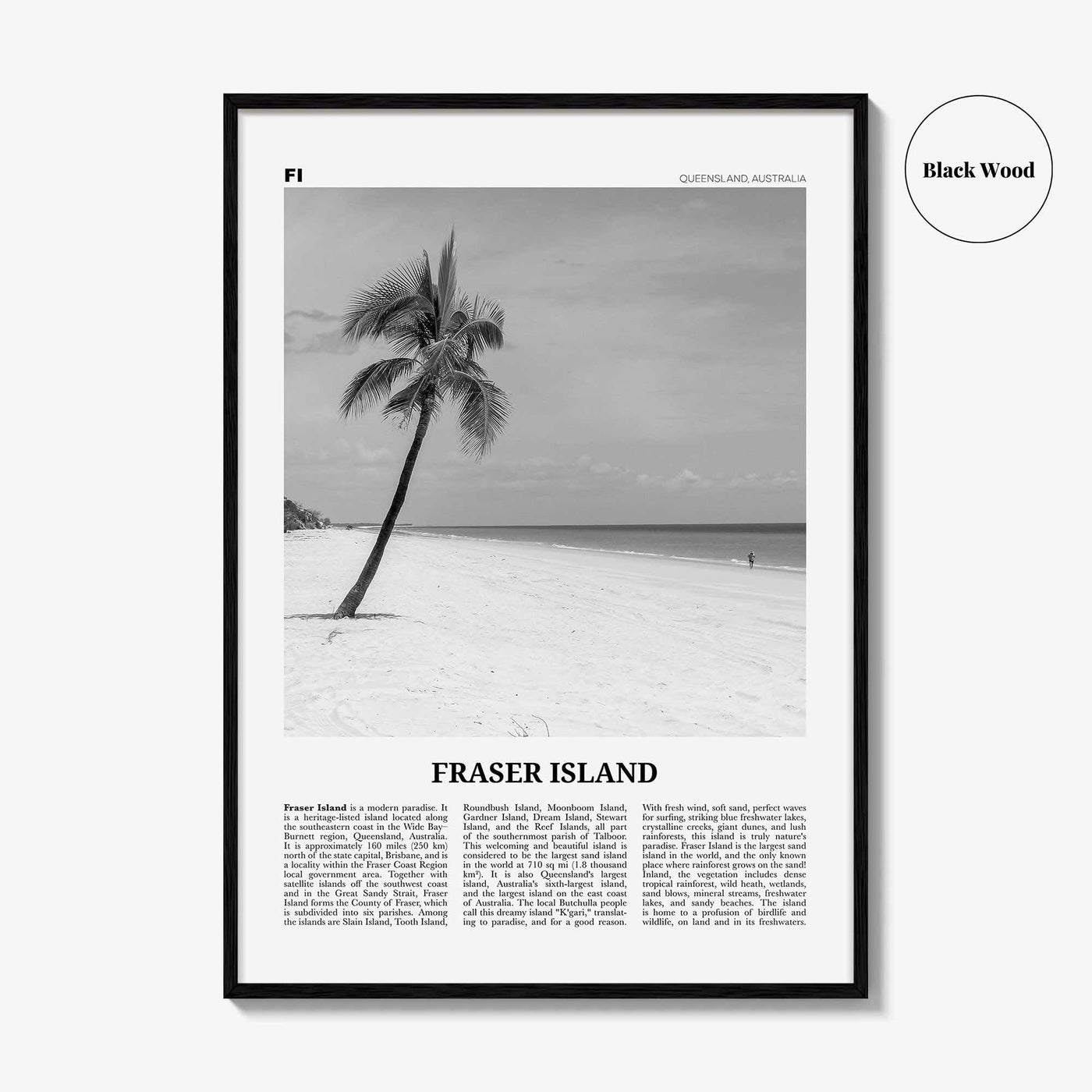 Fraser Island Print Black and White, Fraser Island Wall Art, Fraser Island Poster, Fraser Island Photo, Queensland, Australia, Oceania