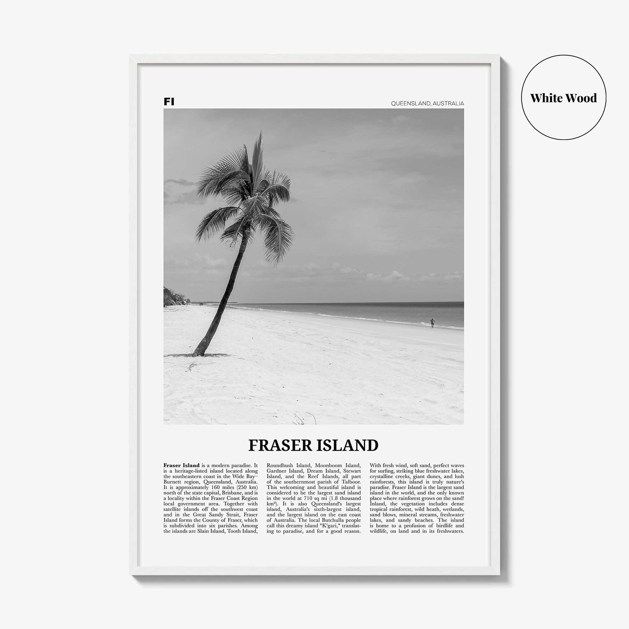 Fraser Island Print Black and White, Fraser Island Wall Art, Fraser Island Poster, Fraser Island Photo, Queensland, Australia, Oceania