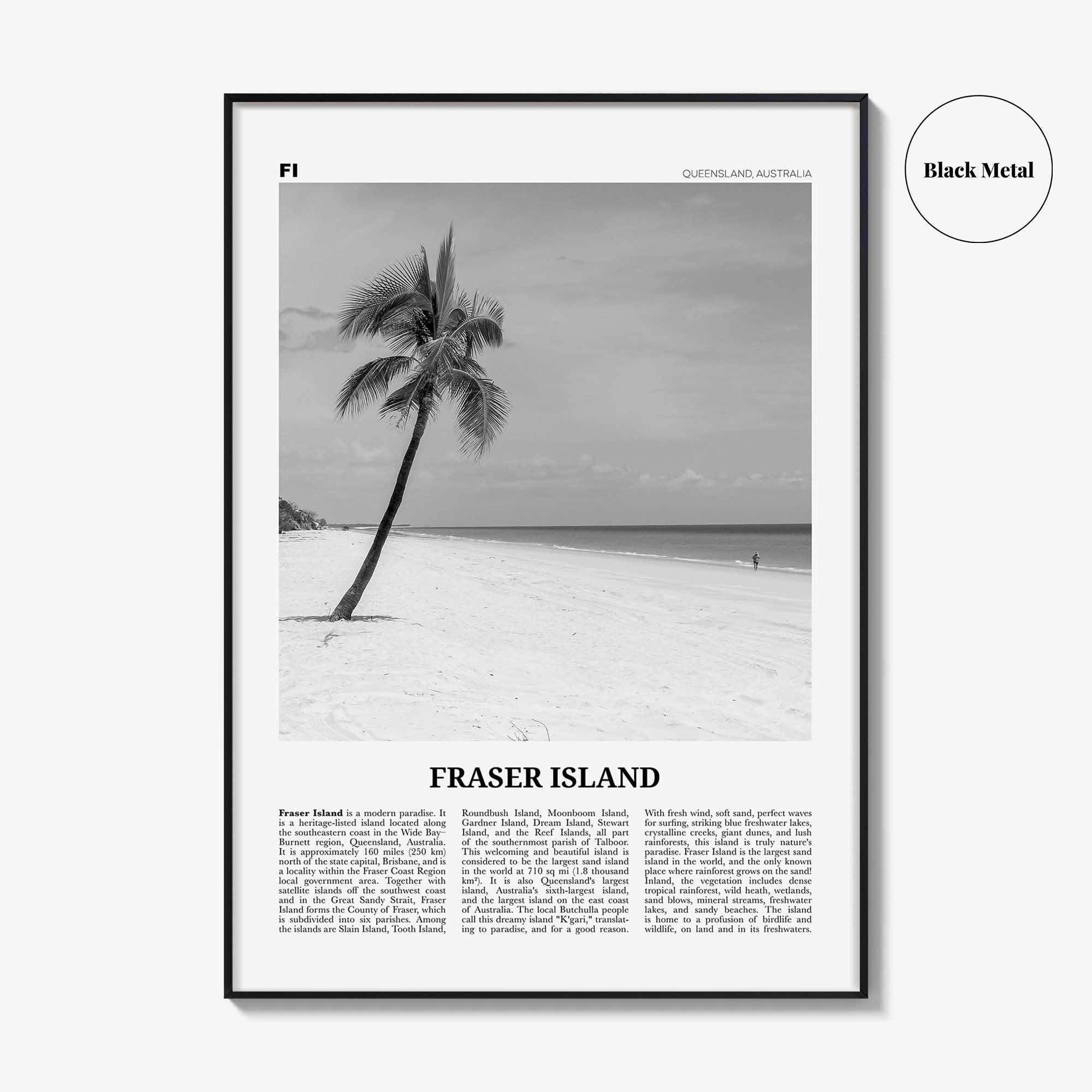 Fraser Island Print Black and White, Fraser Island Wall Art, Fraser Island Poster, Fraser Island Photo, Queensland, Australia, Oceania