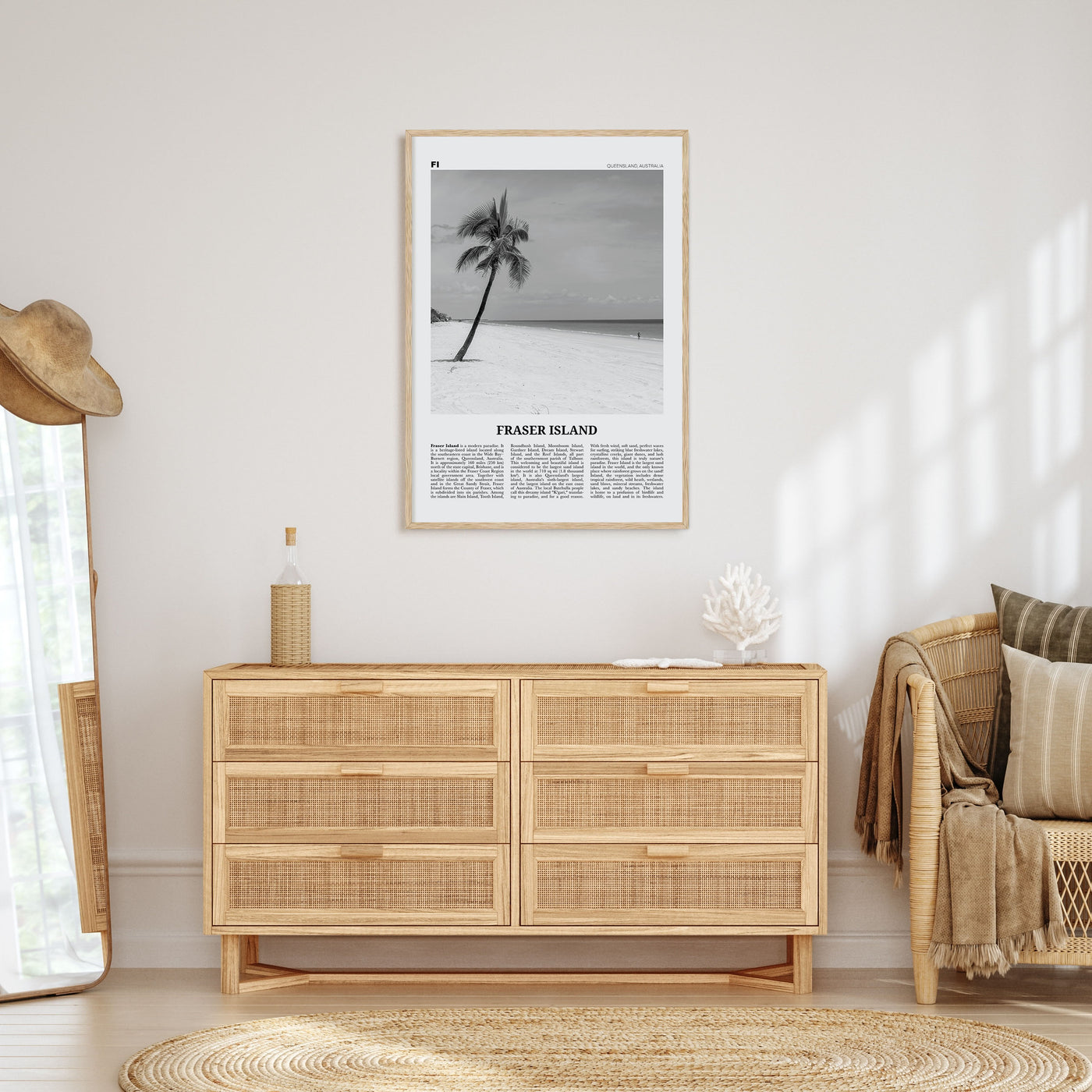 Fraser Island Travel B&W Poster