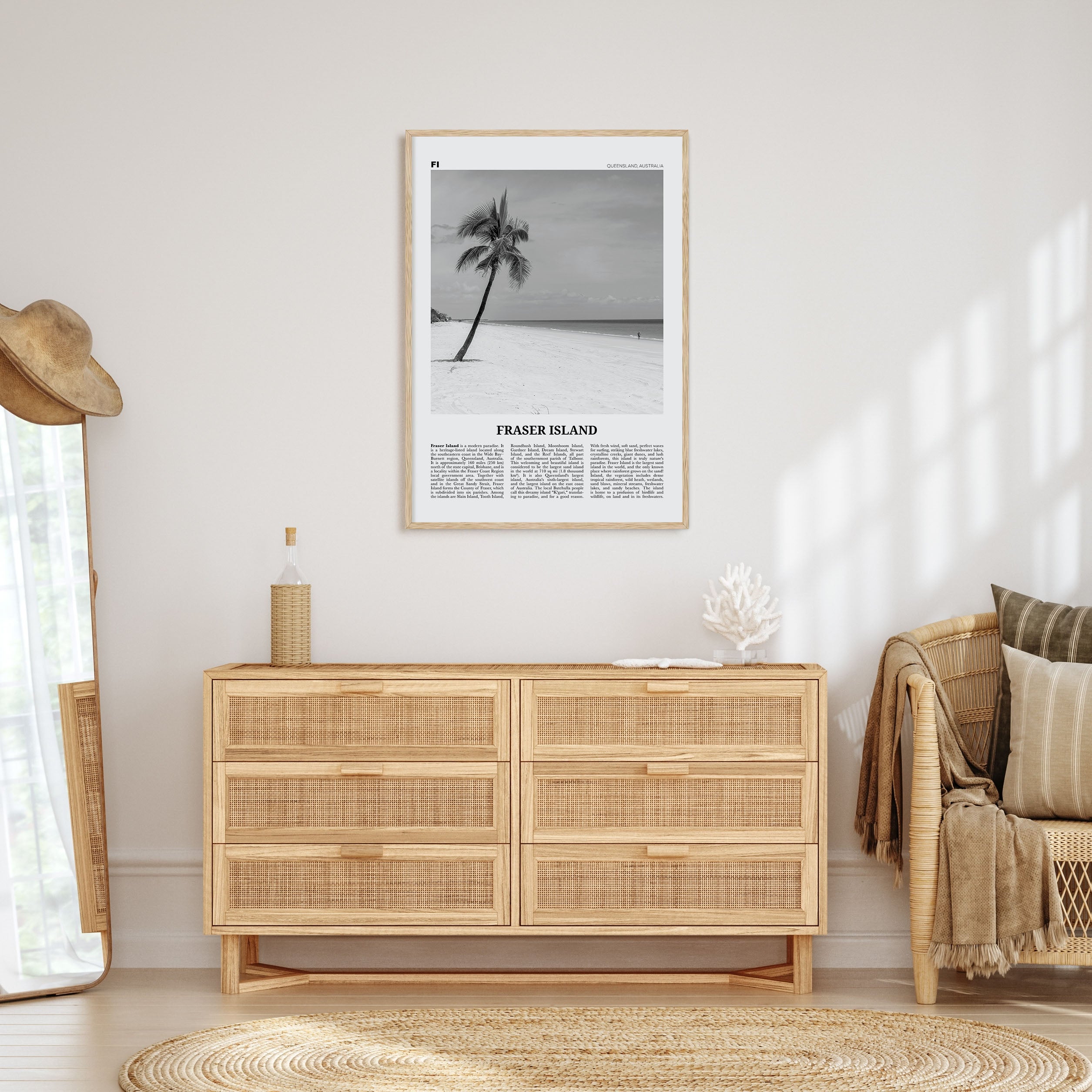 Fraser Island Travel B&W Poster