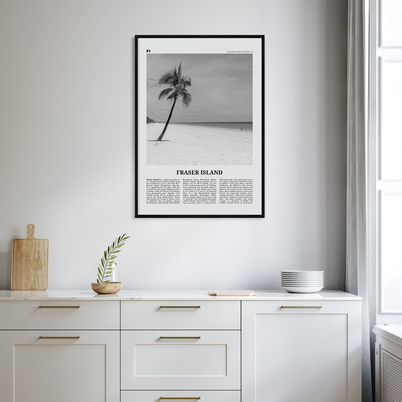 Fraser Island Travel B&W Poster