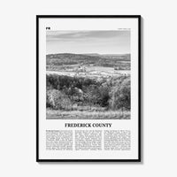 Frederick County Print Black and White, Frederick County Wall Art, Frederick Poster, Frederick Photo, Frederick Wall Décor, Frederick Map