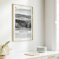 Frederick County Print Black and White, Frederick County Wall Art, Frederick Poster, Frederick Photo, Frederick Wall Décor, Frederick Map