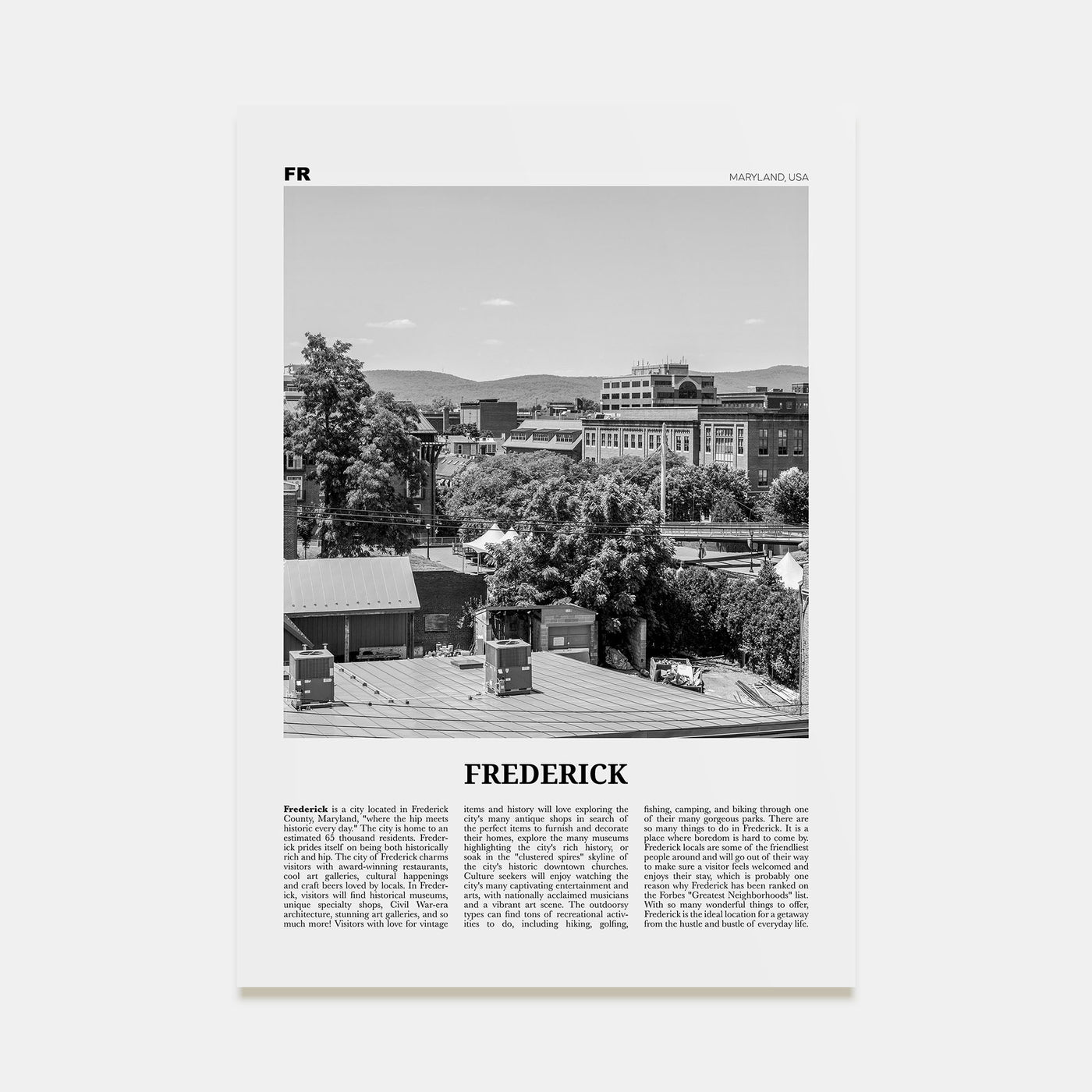 Frederick Travel B&W Poster