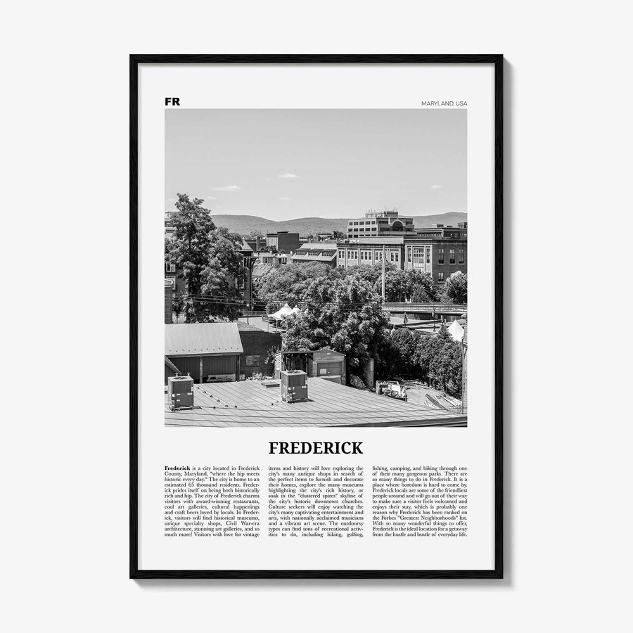 Frederick Print Black and White, Frederick Wall Art, Frederick Poster, Frederick Photo, Frederick Wall Décor, Maryland, USA, United States