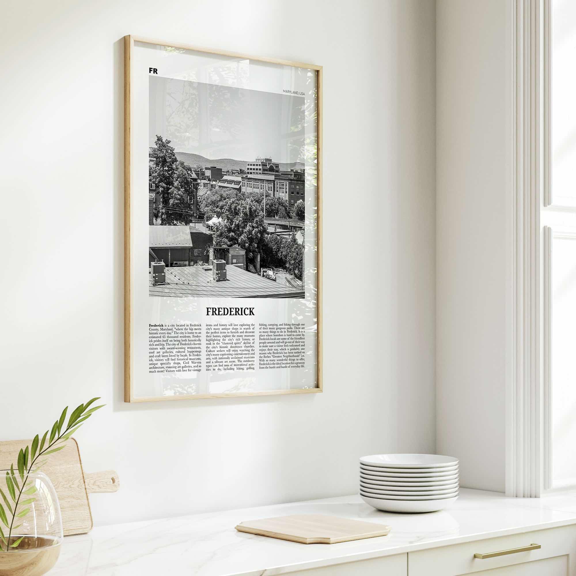 Frederick Print Black and White, Frederick Wall Art, Frederick Poster, Frederick Photo, Frederick Wall Décor, Maryland, USA, United States