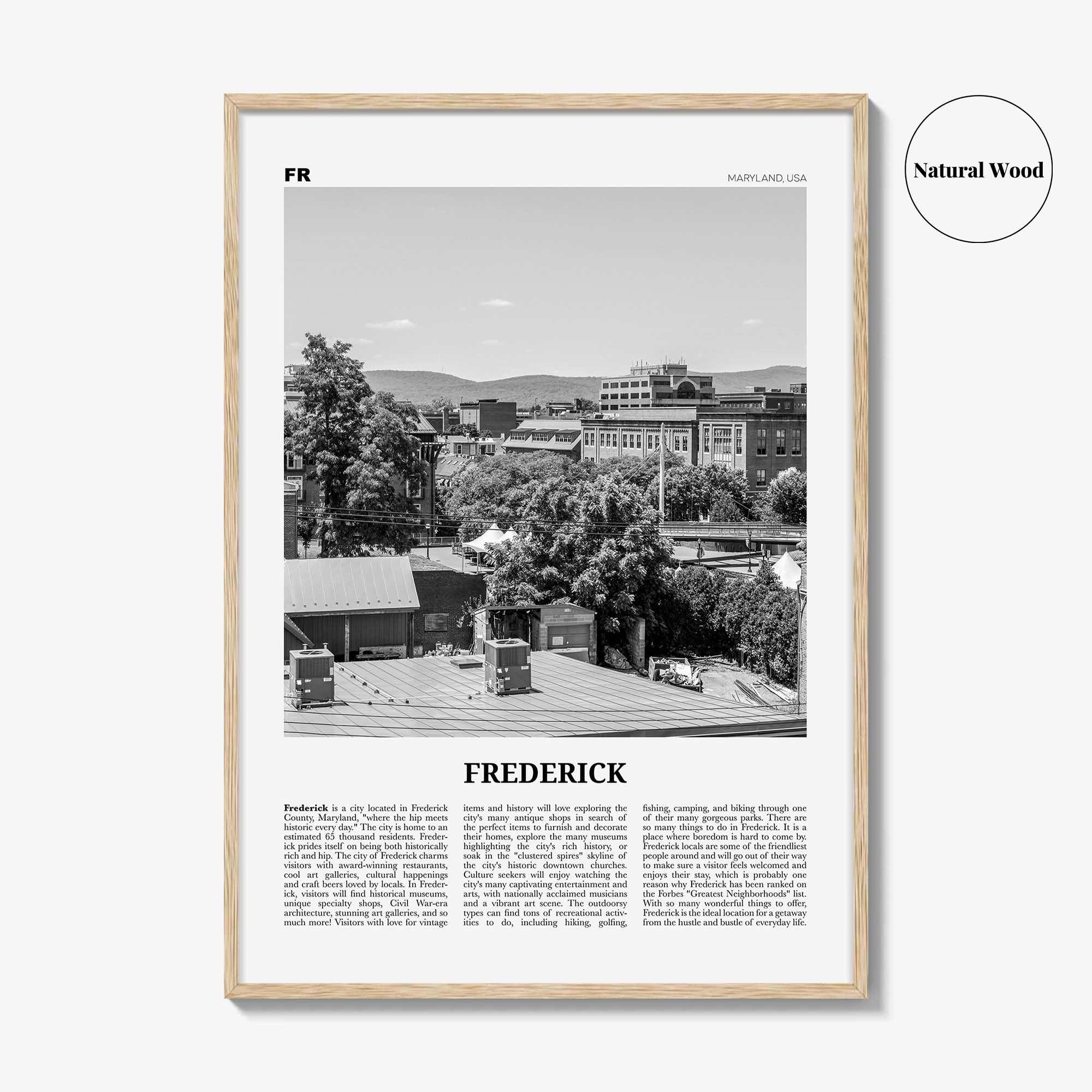 Frederick Print Black and White, Frederick Wall Art, Frederick Poster, Frederick Photo, Frederick Wall Décor, Maryland, USA, United States